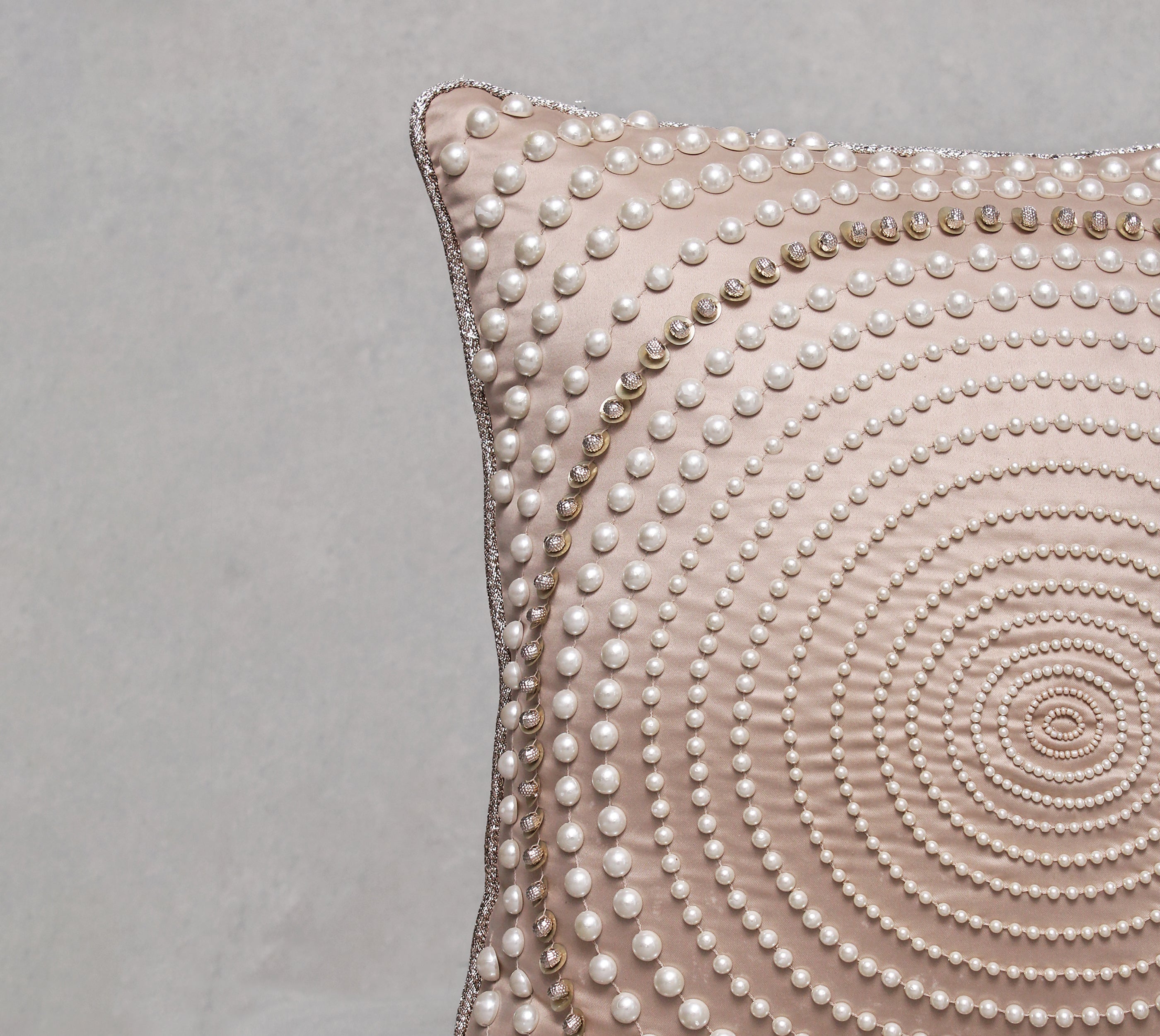 ENAMOR Beige Beaded Cushion Cover