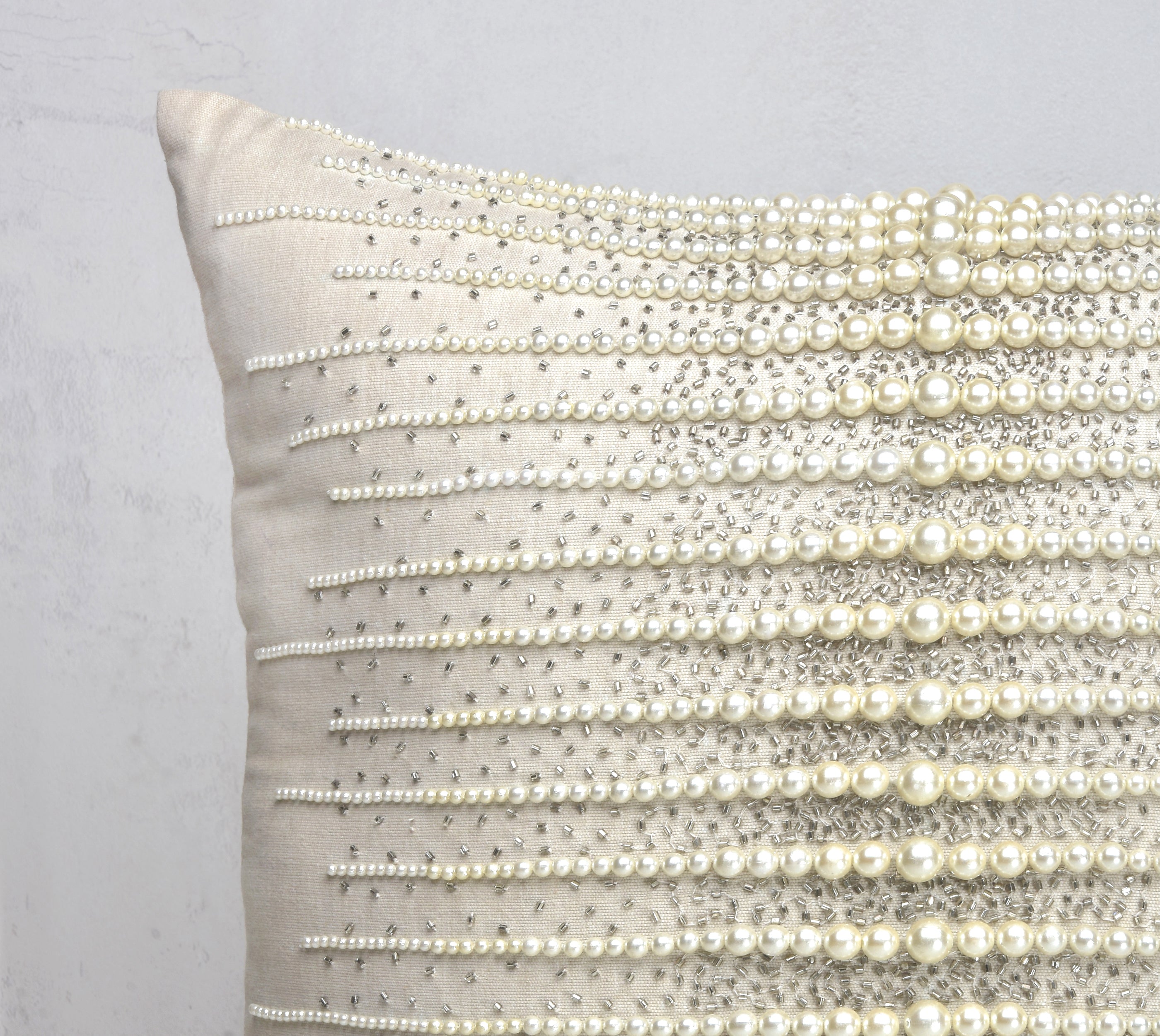 Off-white and Silver Cushion Cover