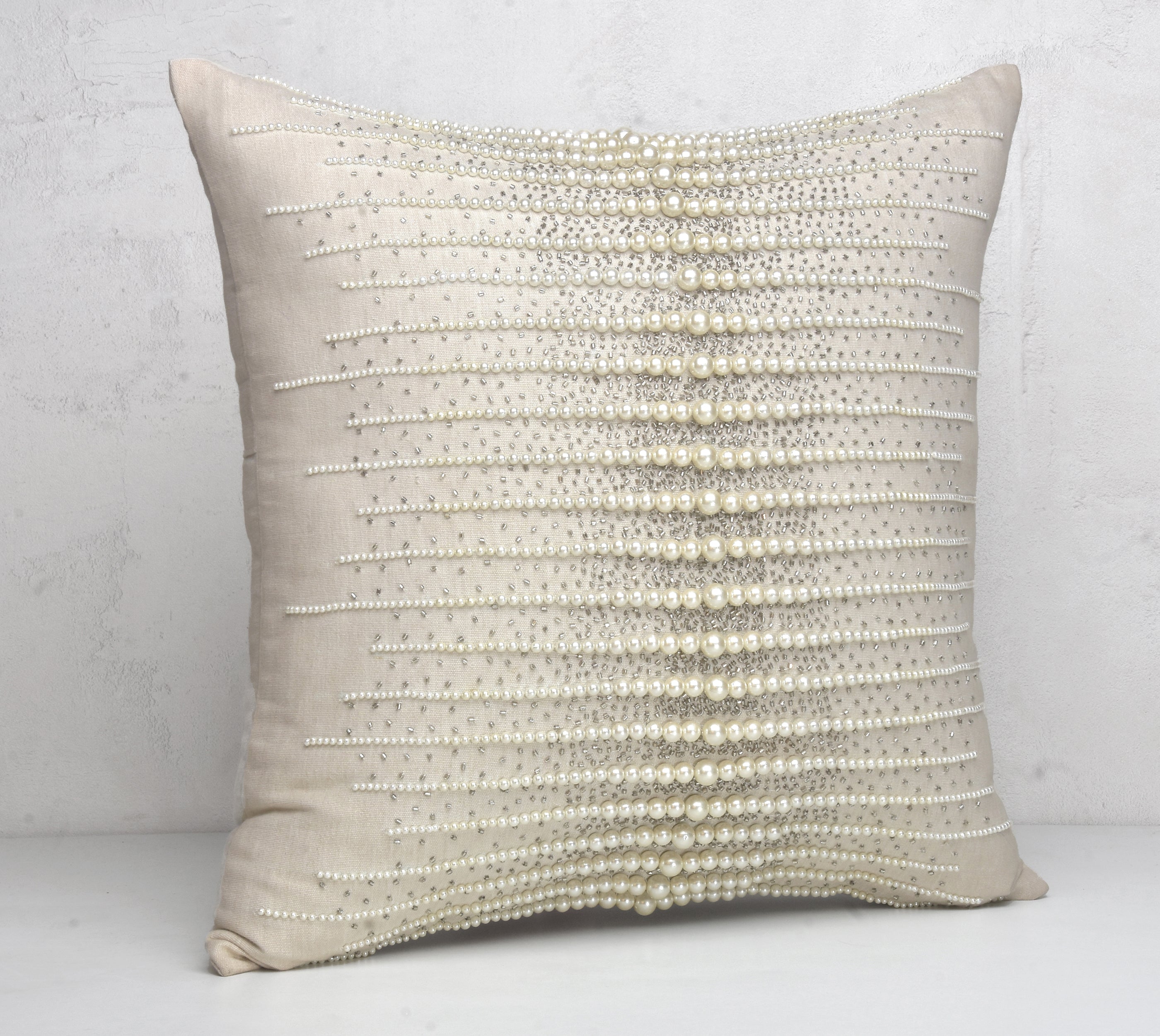 Off-white and Silver Cushion Cover