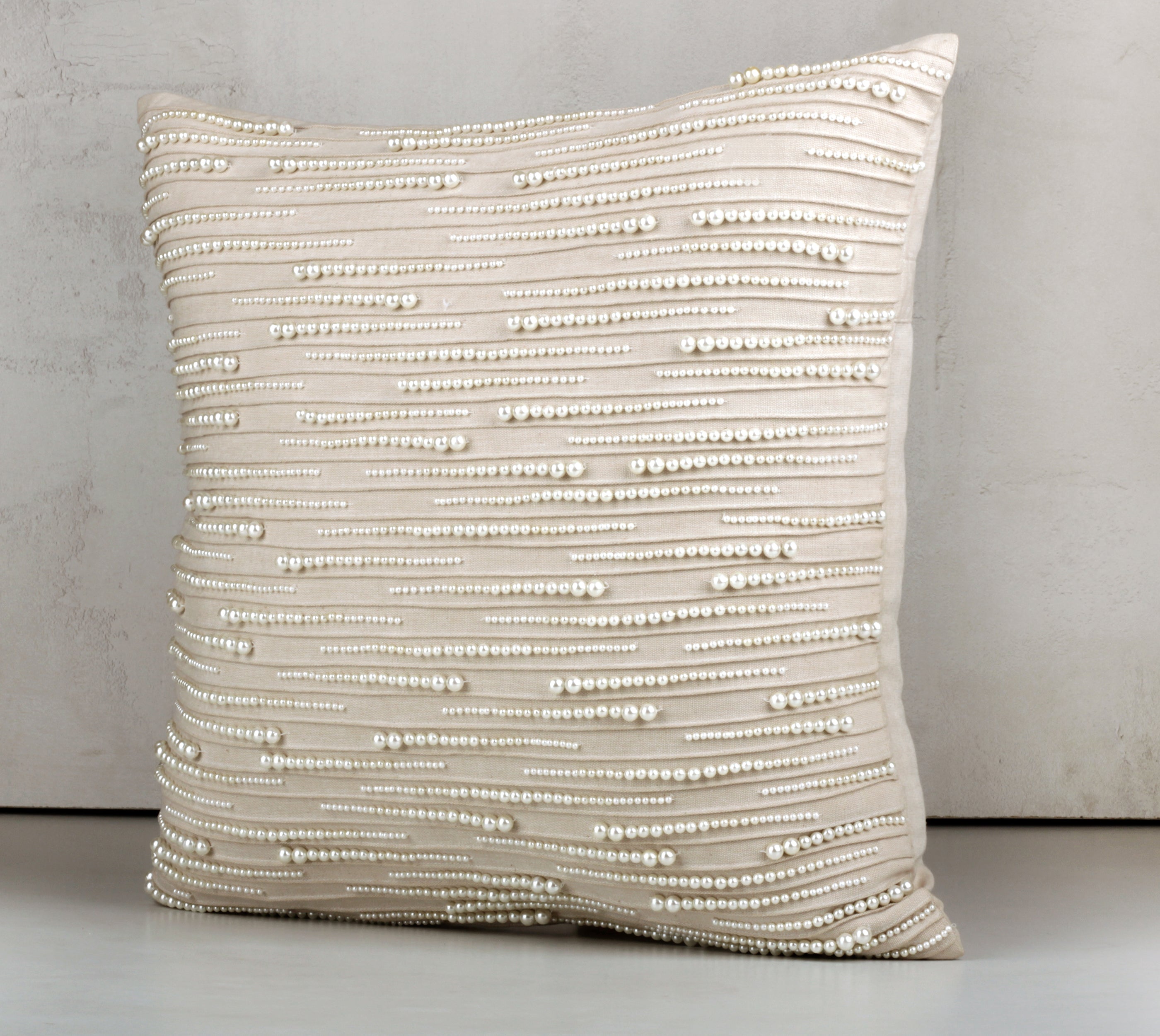 Cotton and Off-white pearl Cushion Cover