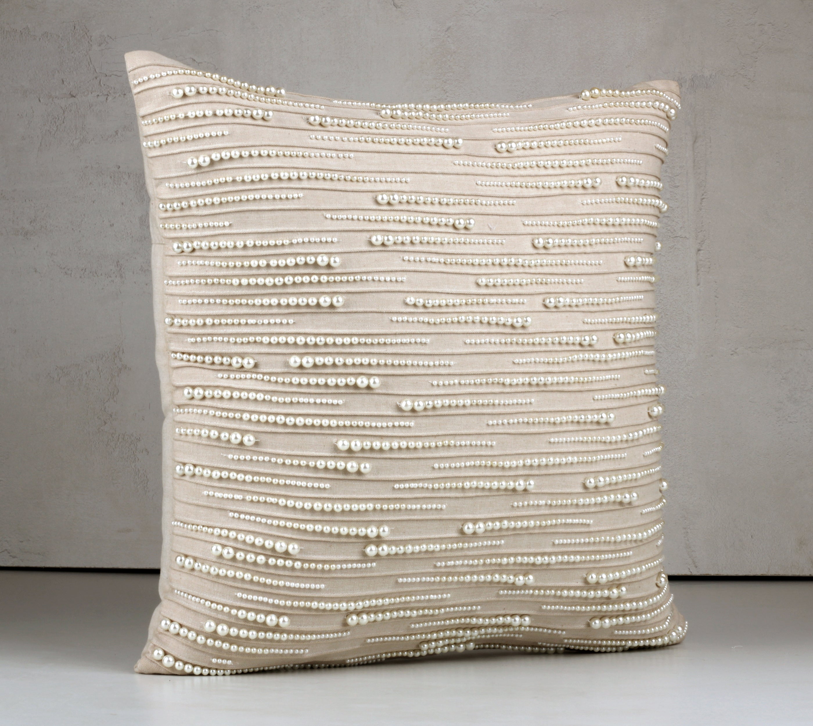 Cotton and Off-white pearl Cushion Cover