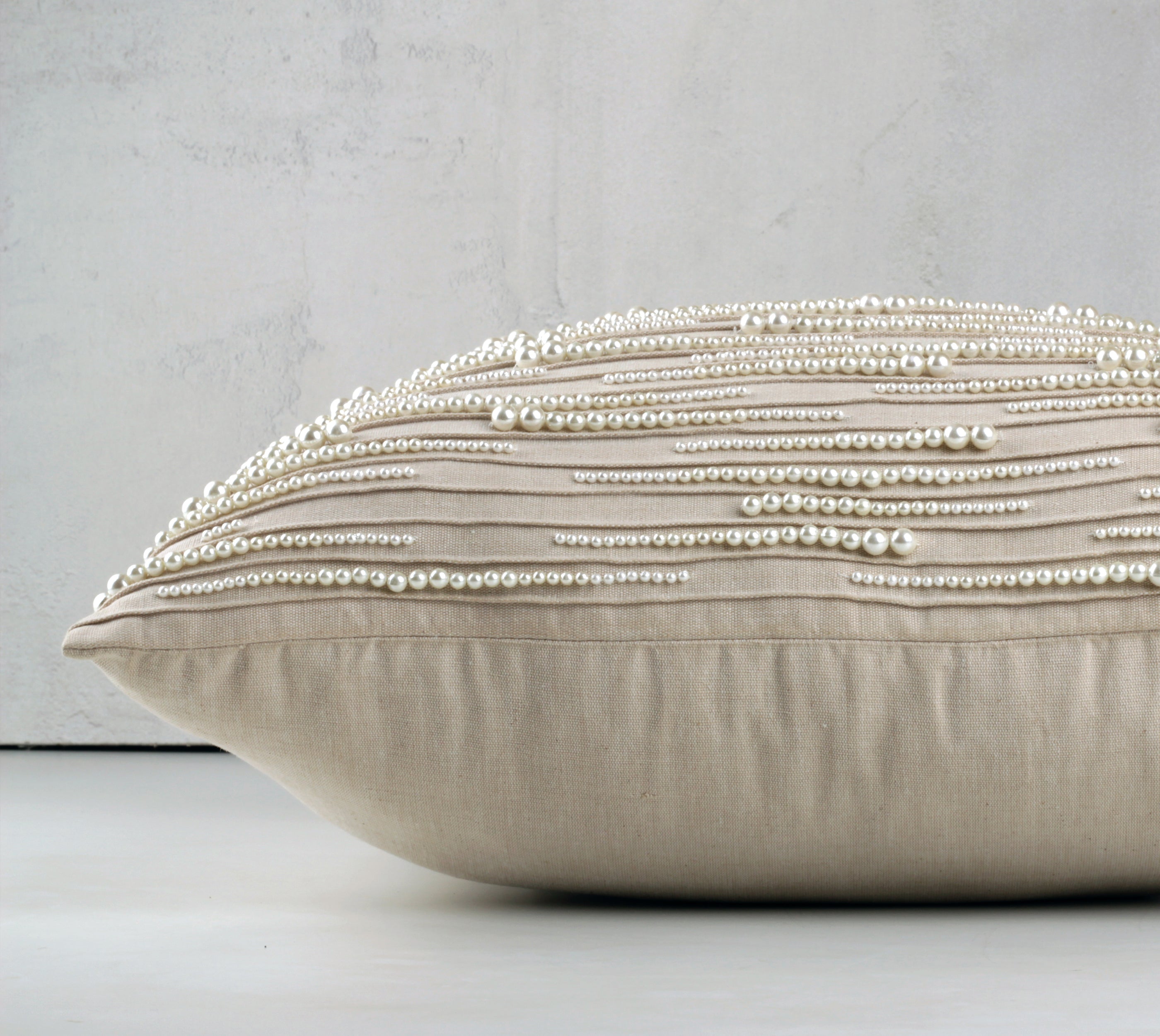 Cotton and Off-white pearl Cushion Cover