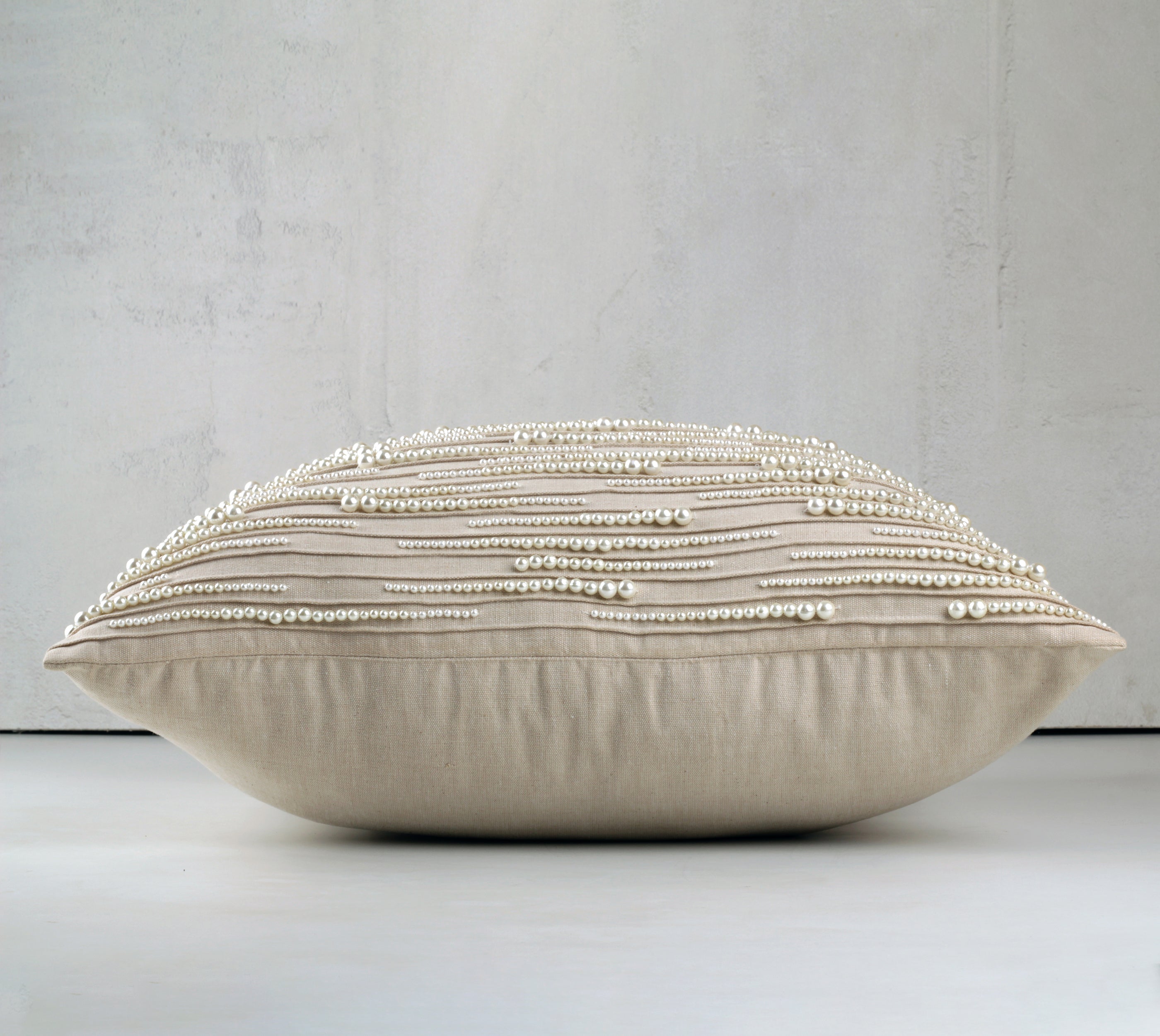 Cotton and Off-white pearl Cushion Cover