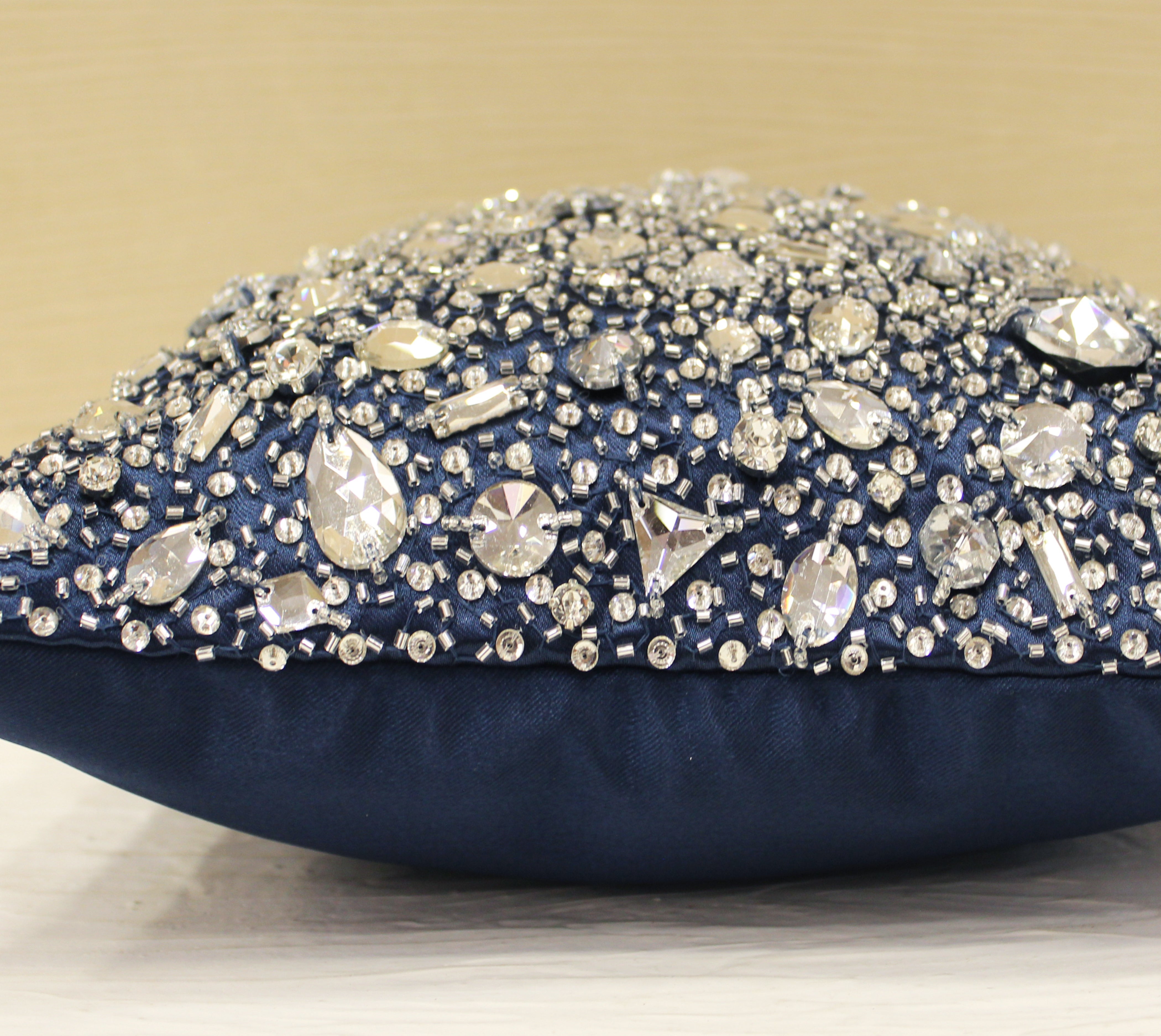 FORTUNE Navy Blue Bling Cushion Cover