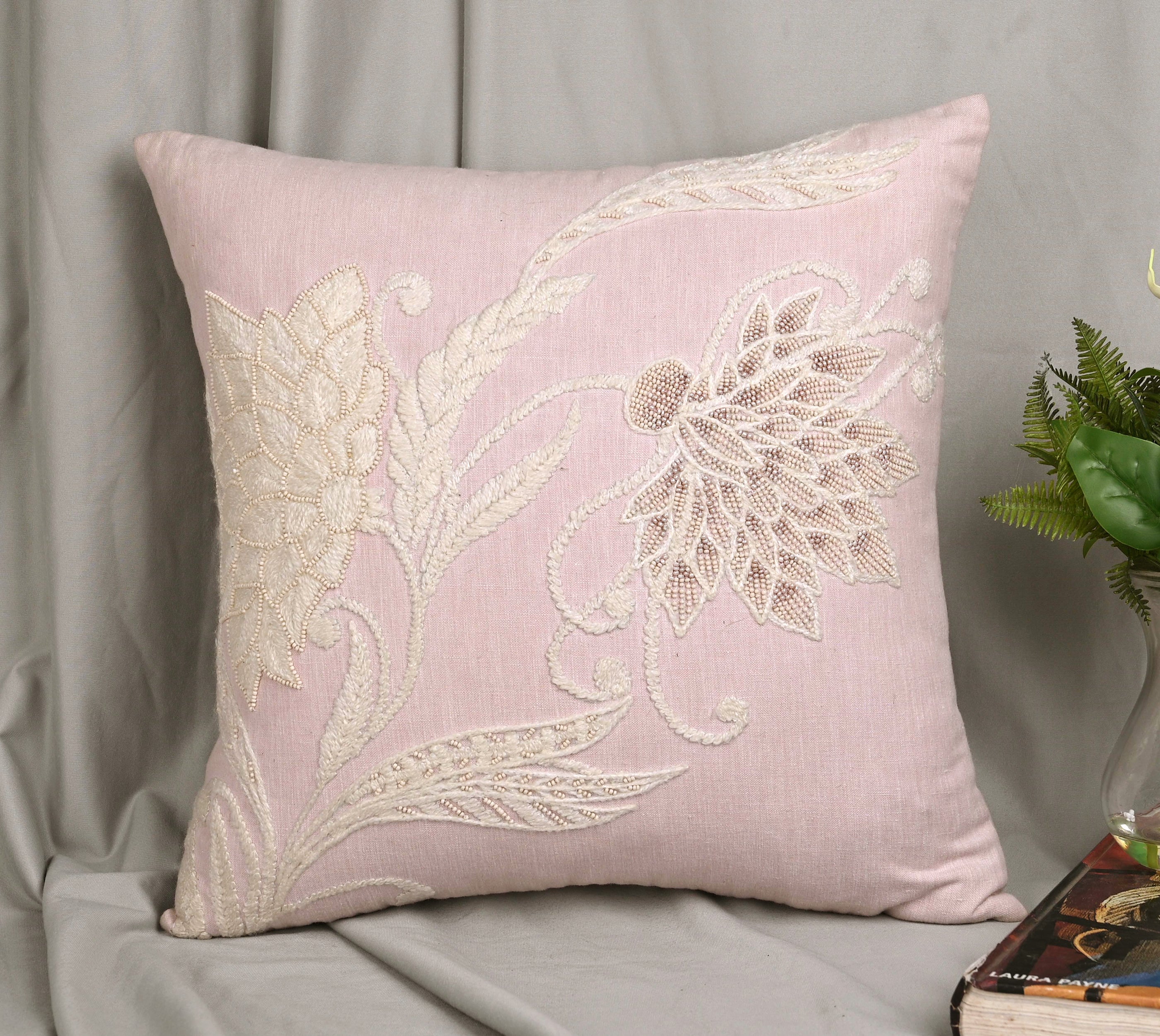 ISABELLA Pink Linen Cushion Cover