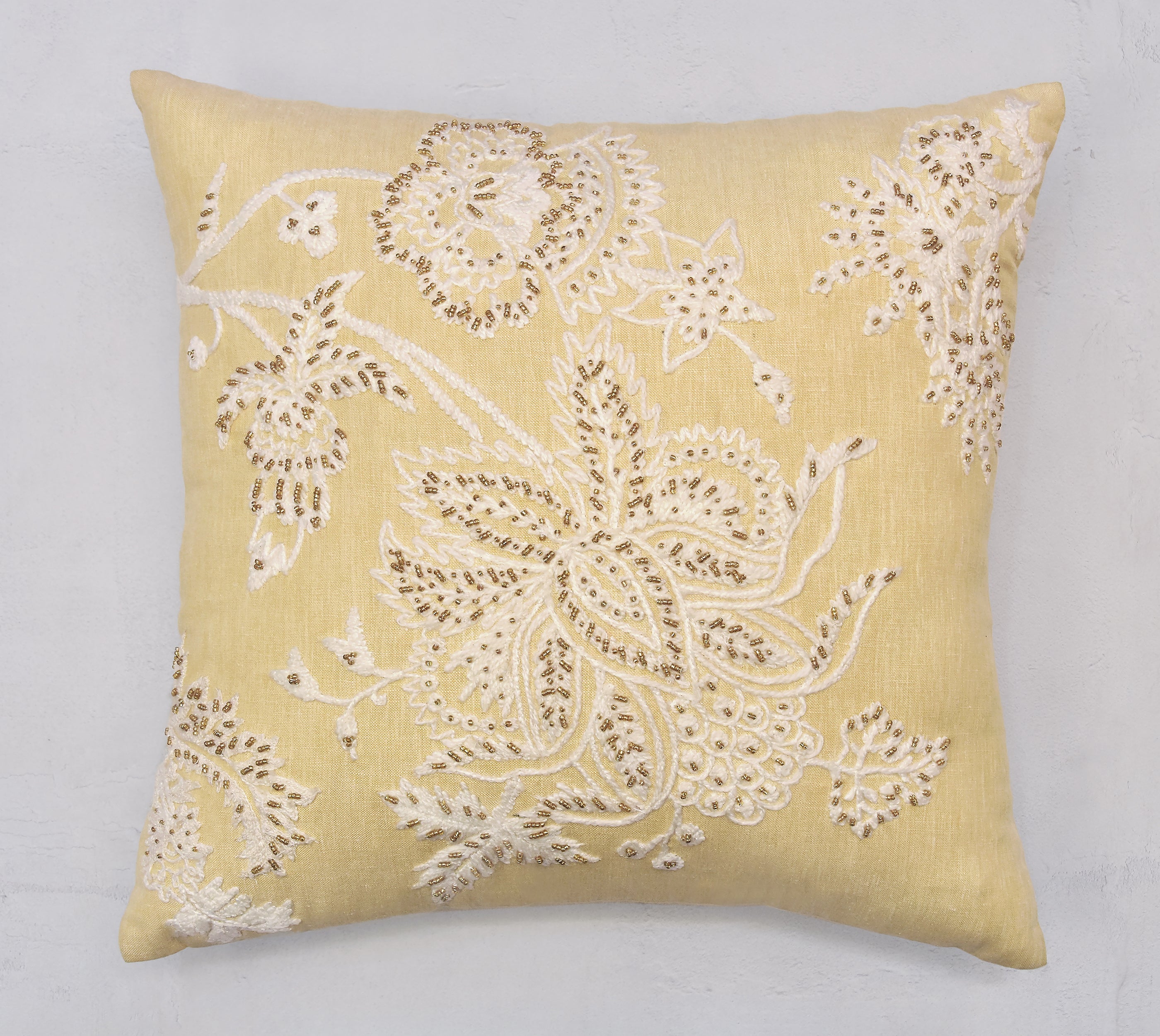 ISABELLA Yellow Linen Cushion Cover