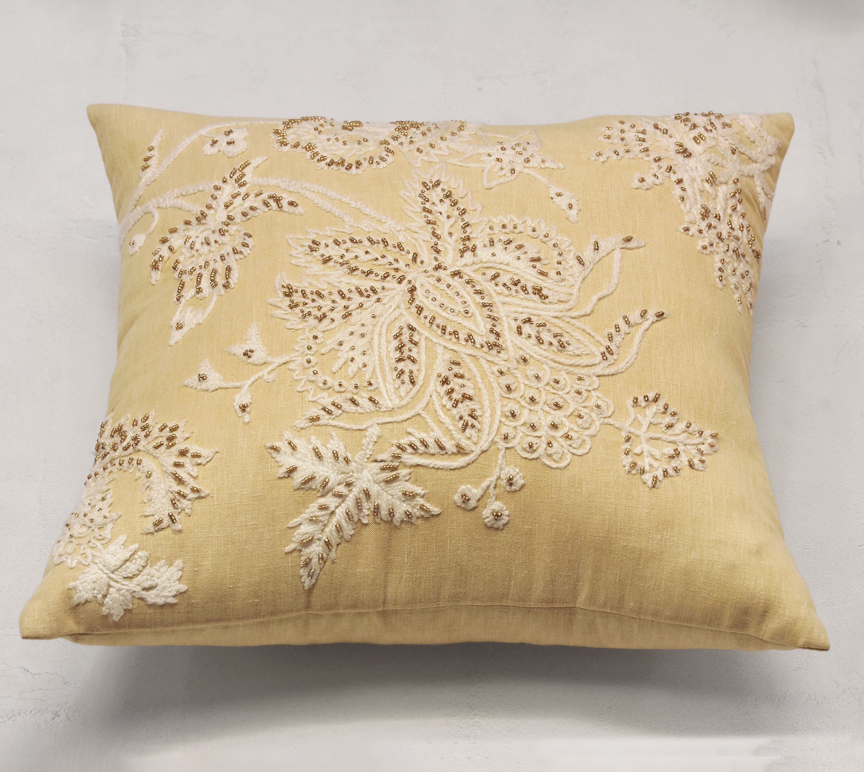 ISABELLA Yellow Linen Cushion Cover