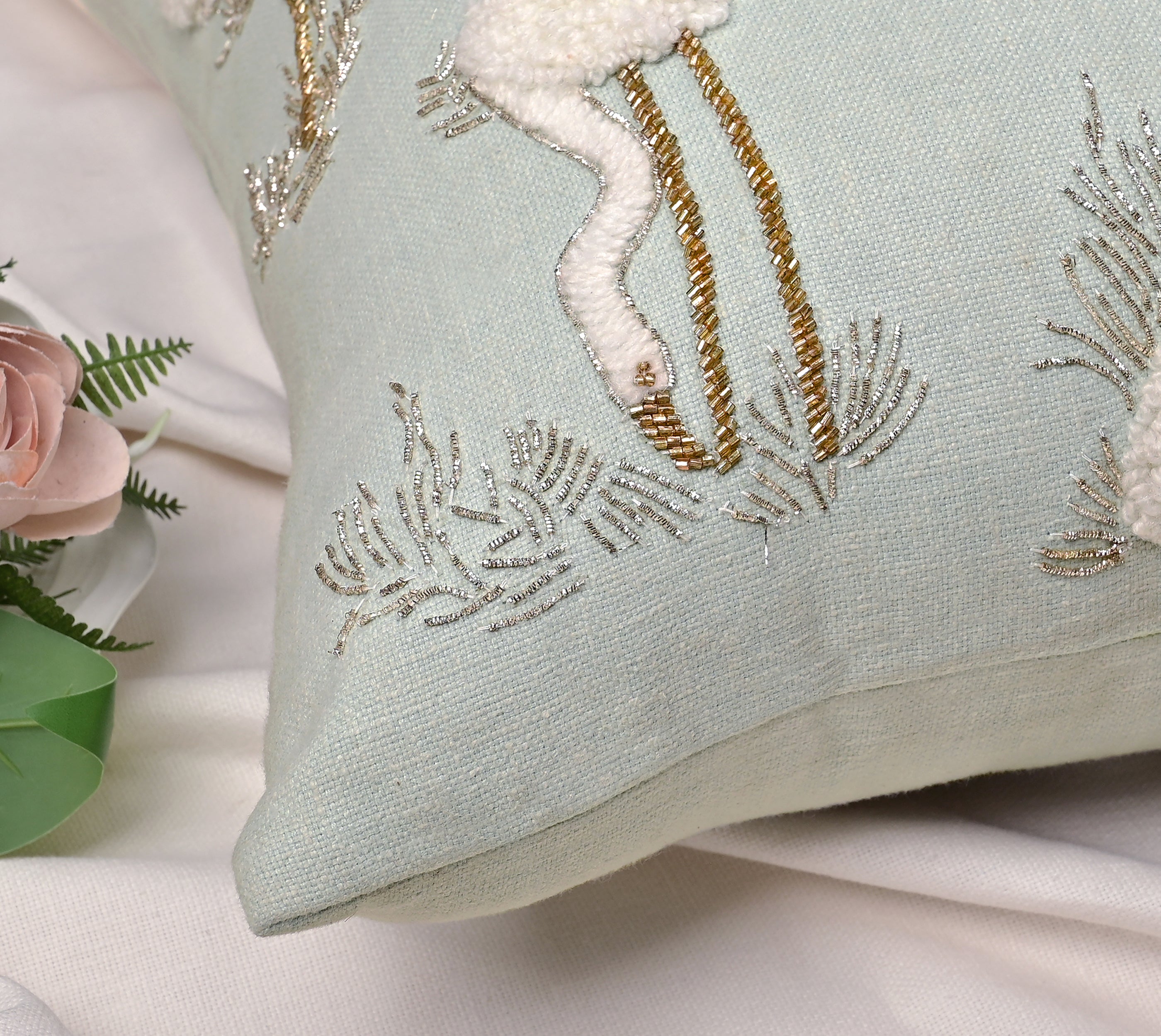 ISABELLA Mint Cotton Cushion Cover