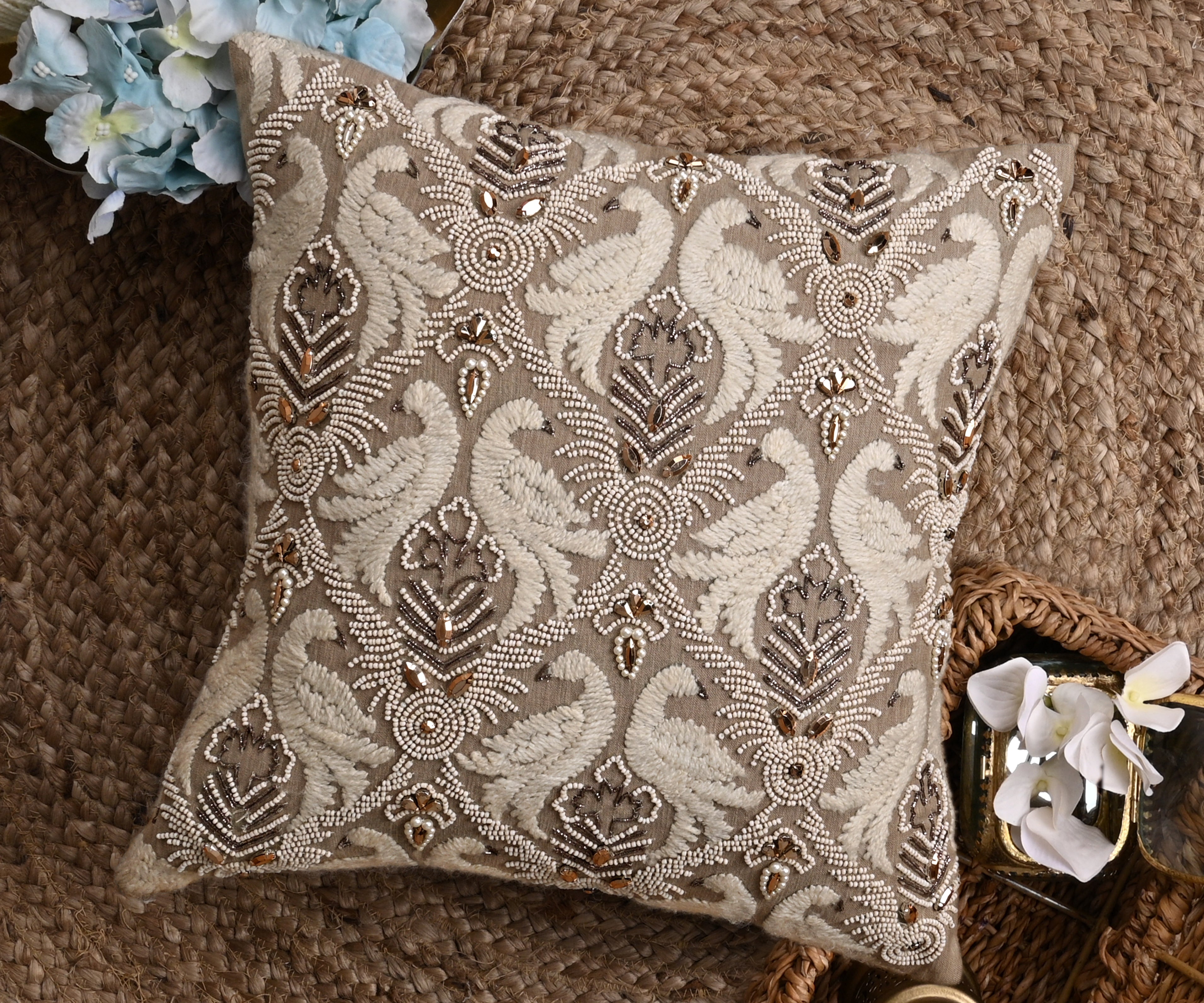 ISABELLA Taupe Linen Cushion Cover