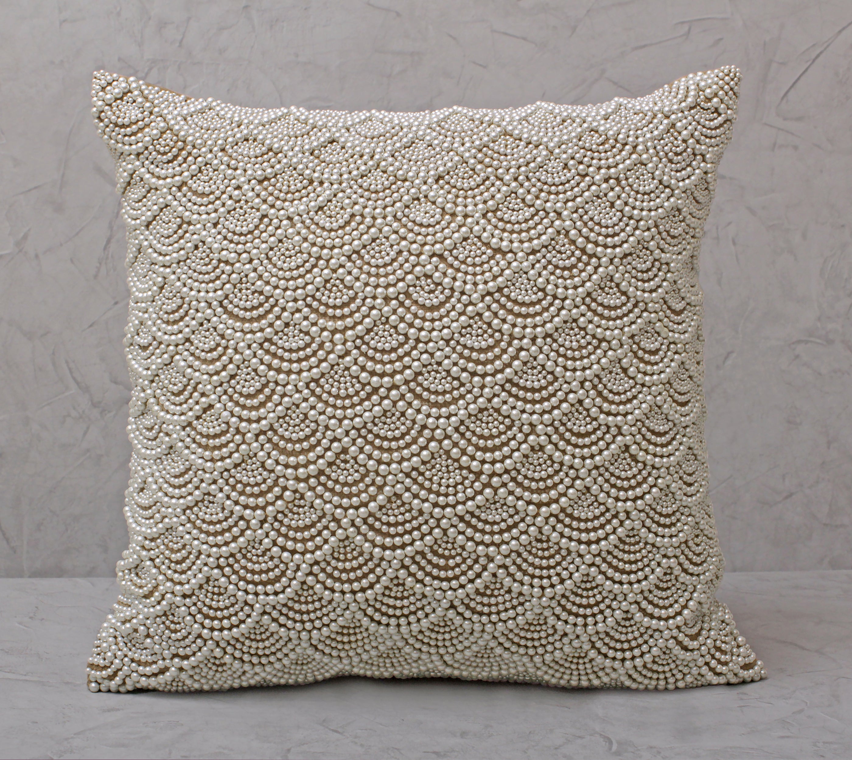 CAPIZ Light Brown and Off-white Pearl Cushion Cover