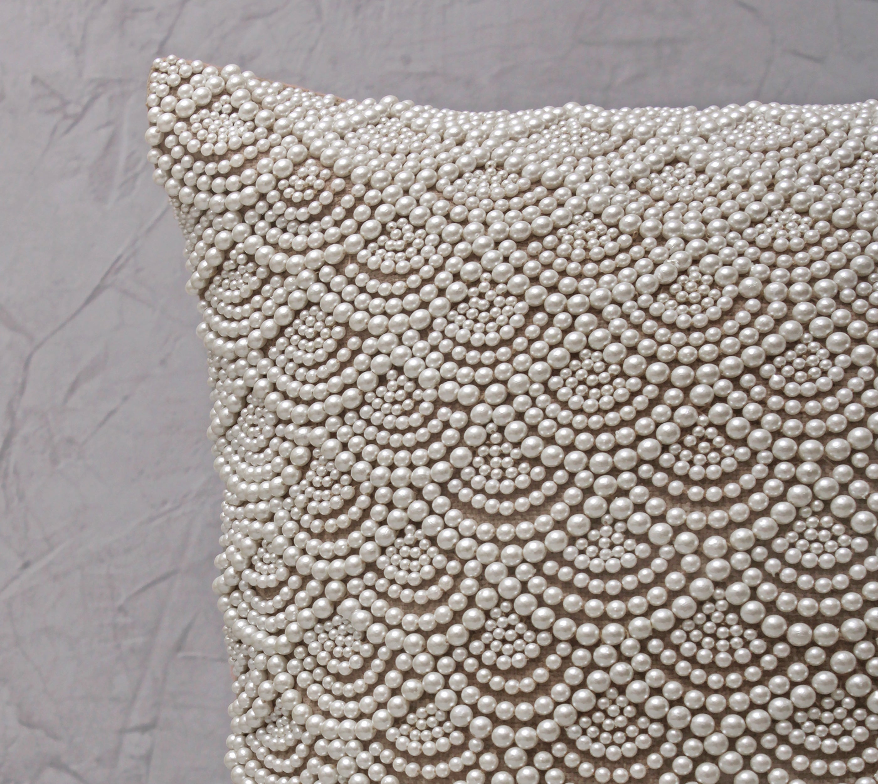 CAPIZ Light Brown and Off-white Pearl Cushion Cover