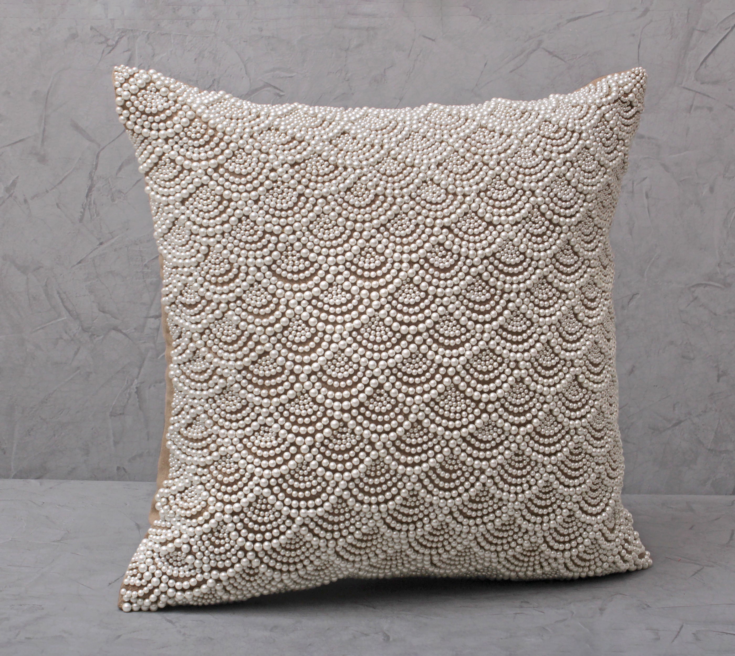 CAPIZ Light Brown and Off-white Pearl Cushion Cover