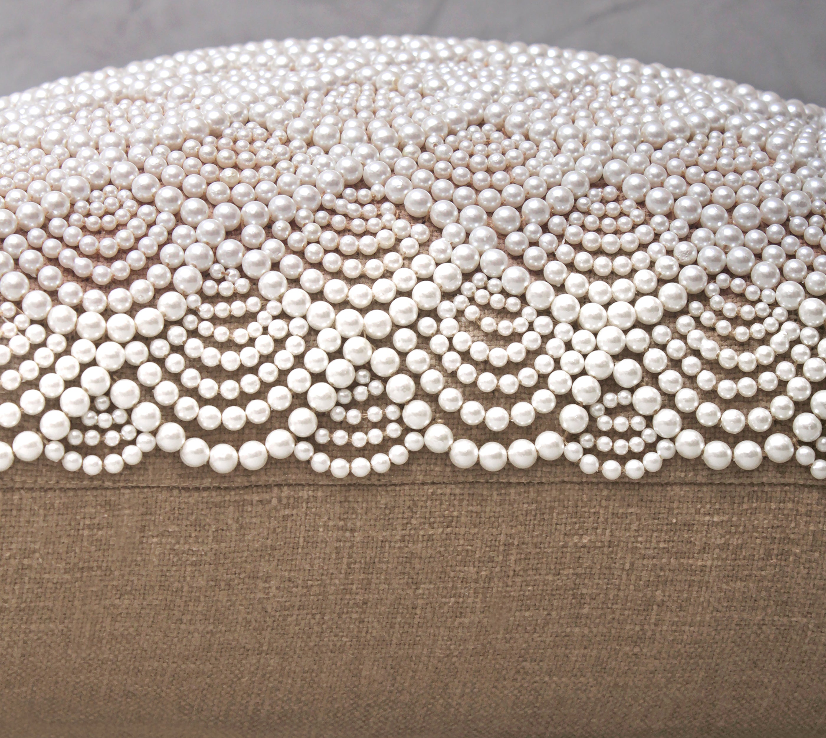 CAPIZ Light Brown and Off-white Pearl Cushion Cover