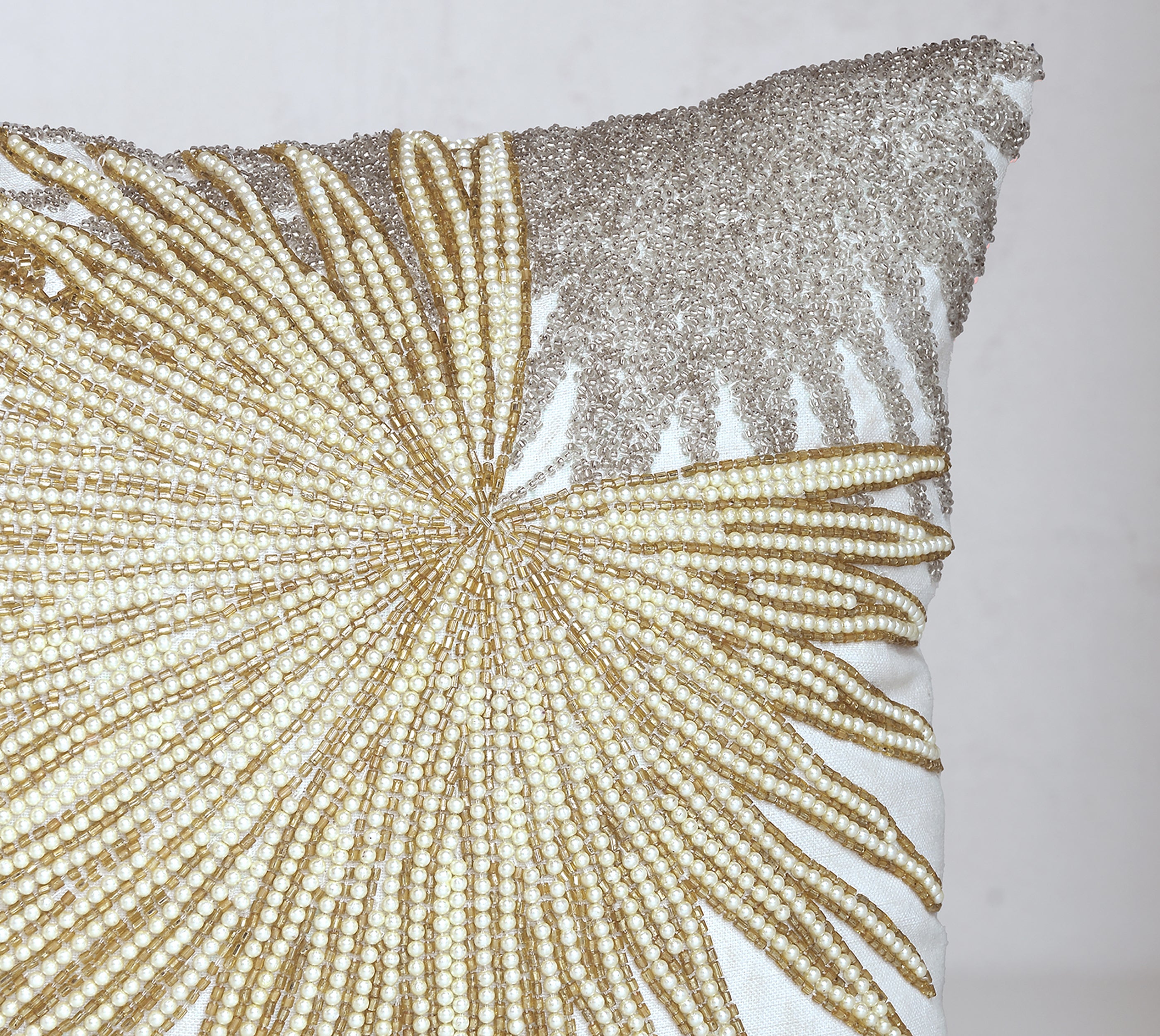 CORDELIA Off white Beaded Cushion Cover