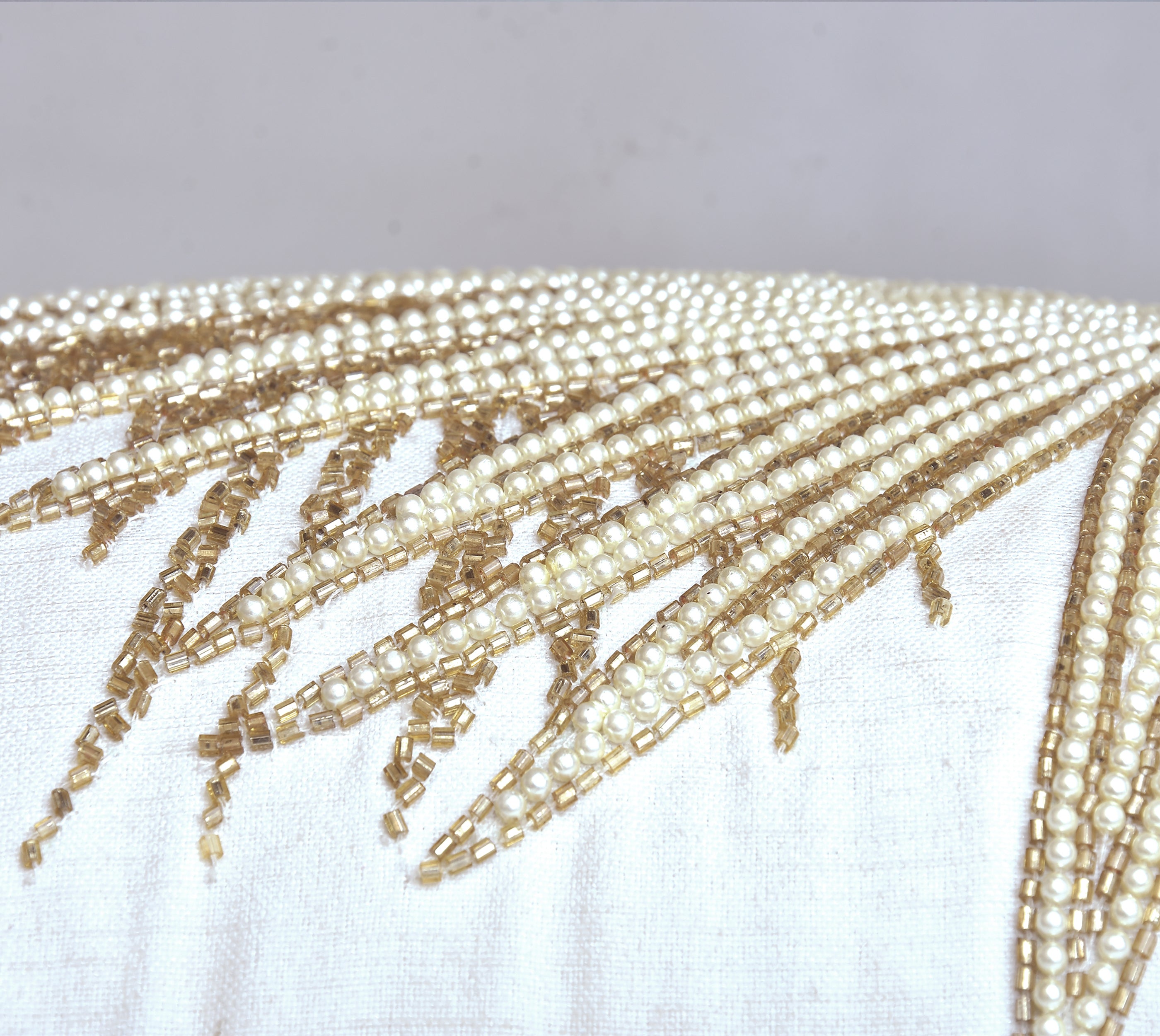 CORDELIA Off white Beaded Cushion Cover