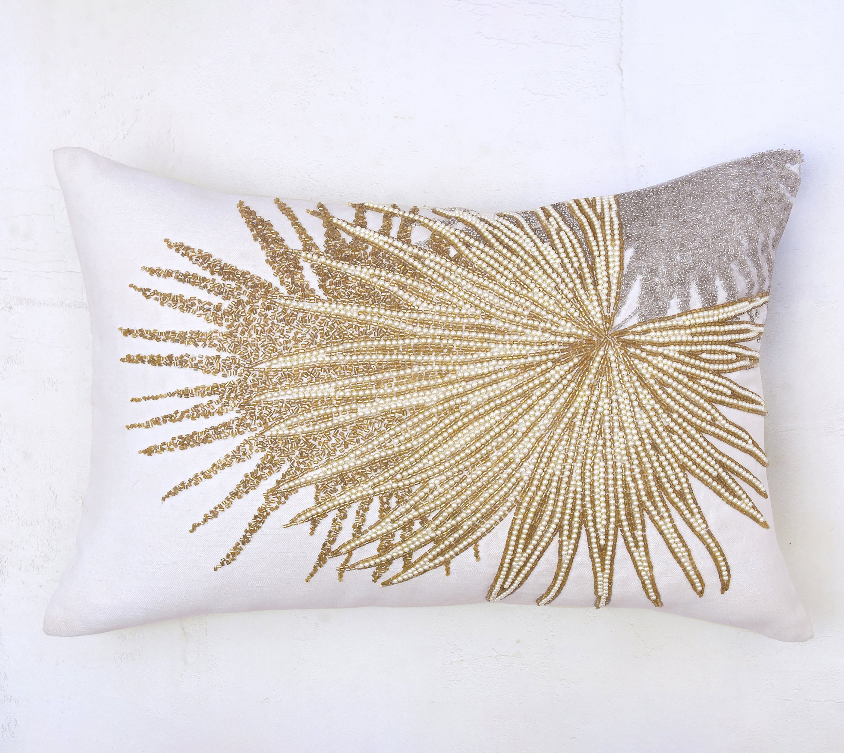 CORDELIA Off white Beaded Cushion Cover