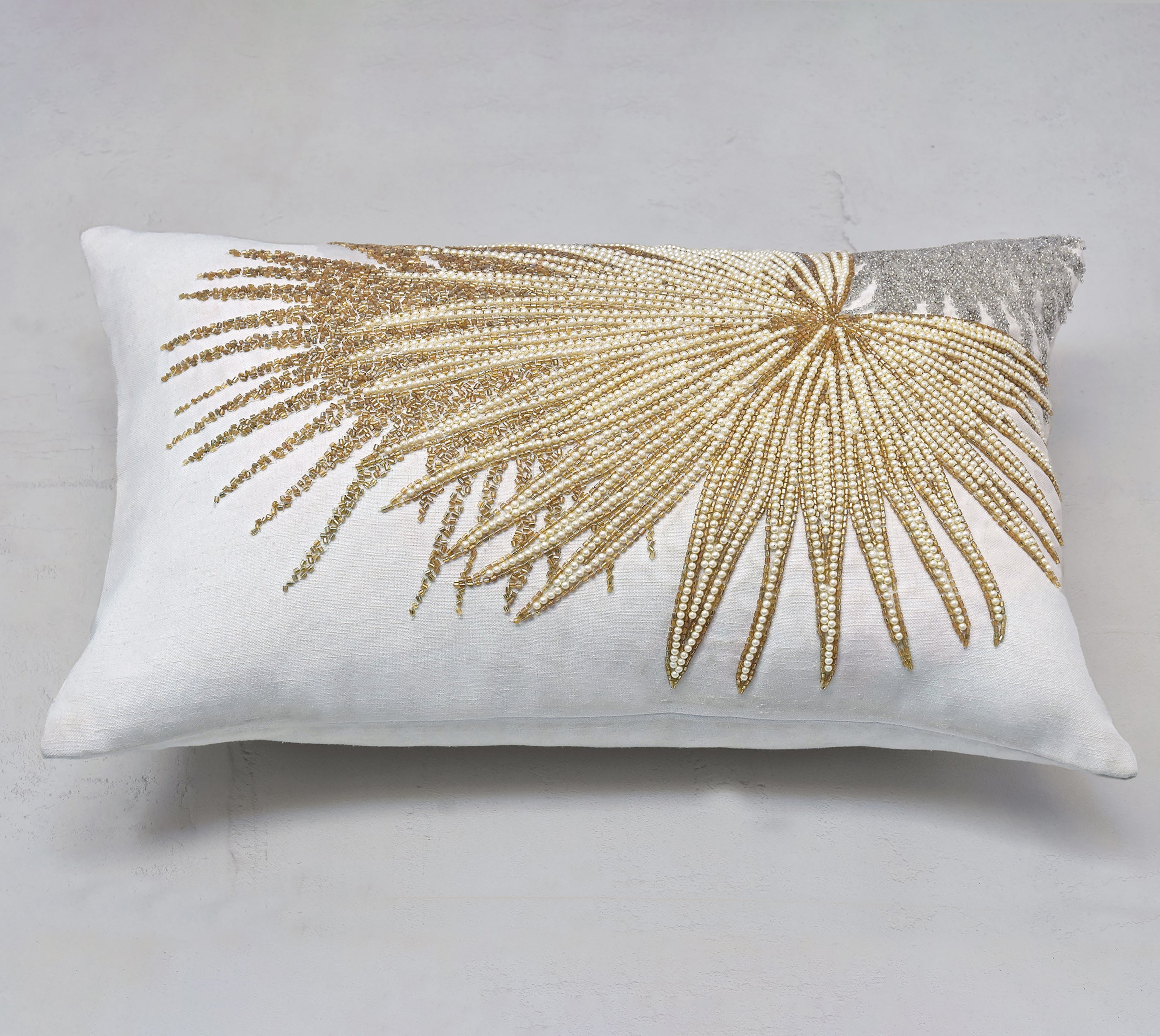 CORDELIA Off white Beaded Cushion Cover