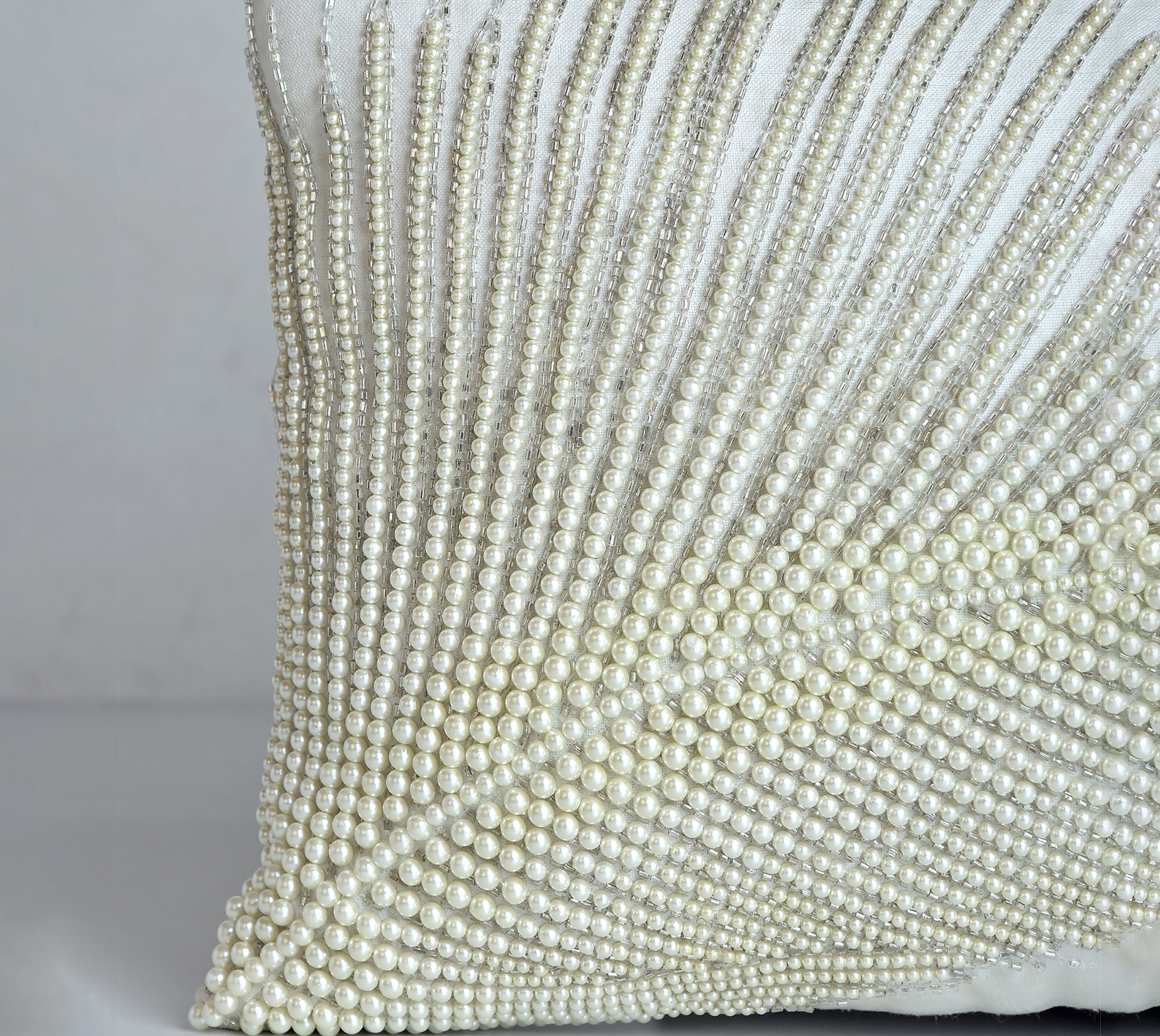 CORDELIA Off white Beaded Cushion Cover