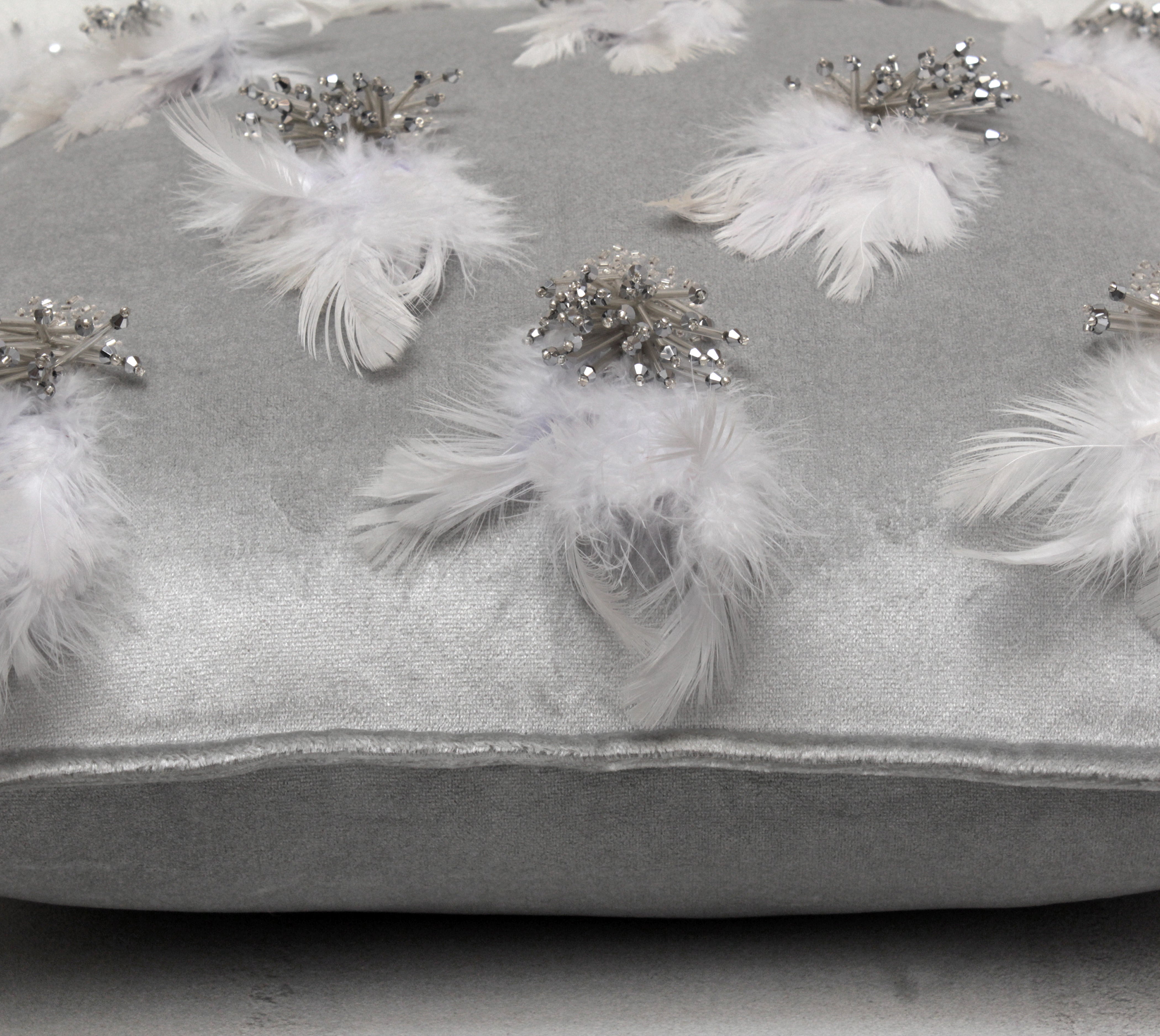 XENIA Silver Velvet Cushion Cover