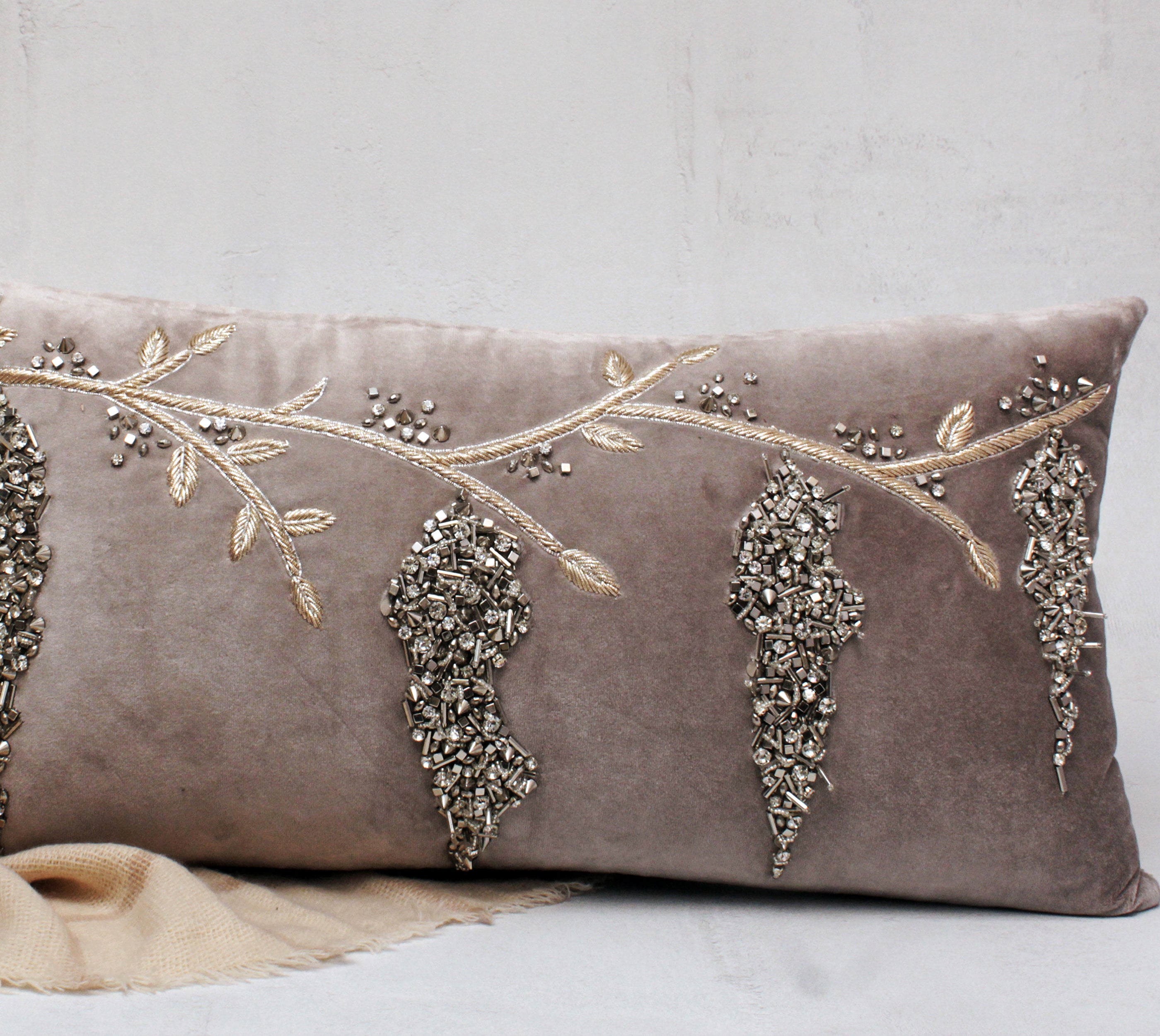 XENIA Grey Velvet Cushion Cover