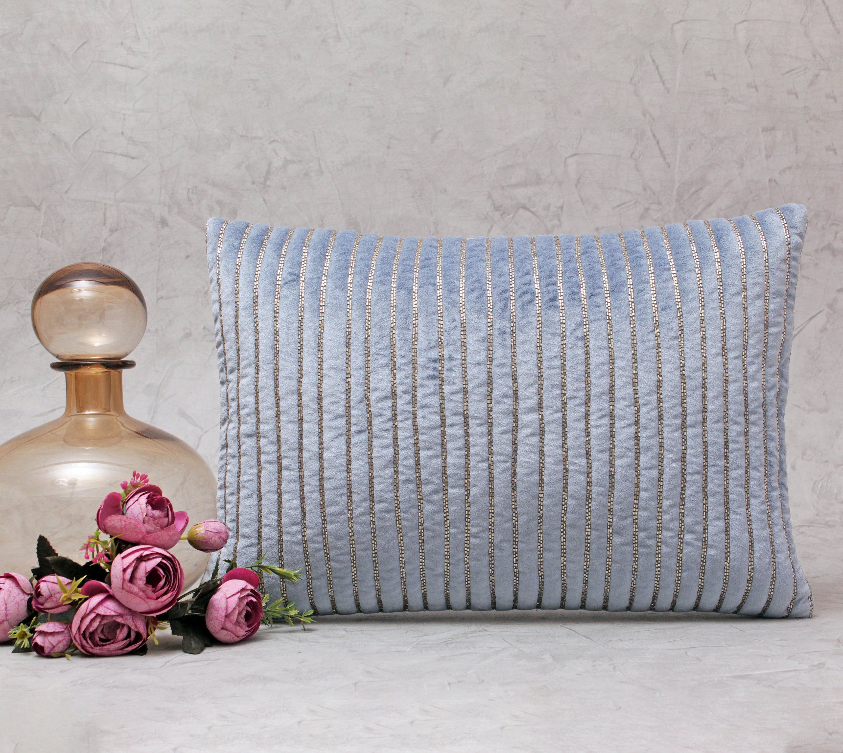 SAMARA Light Blue Velvet Cushion Cover