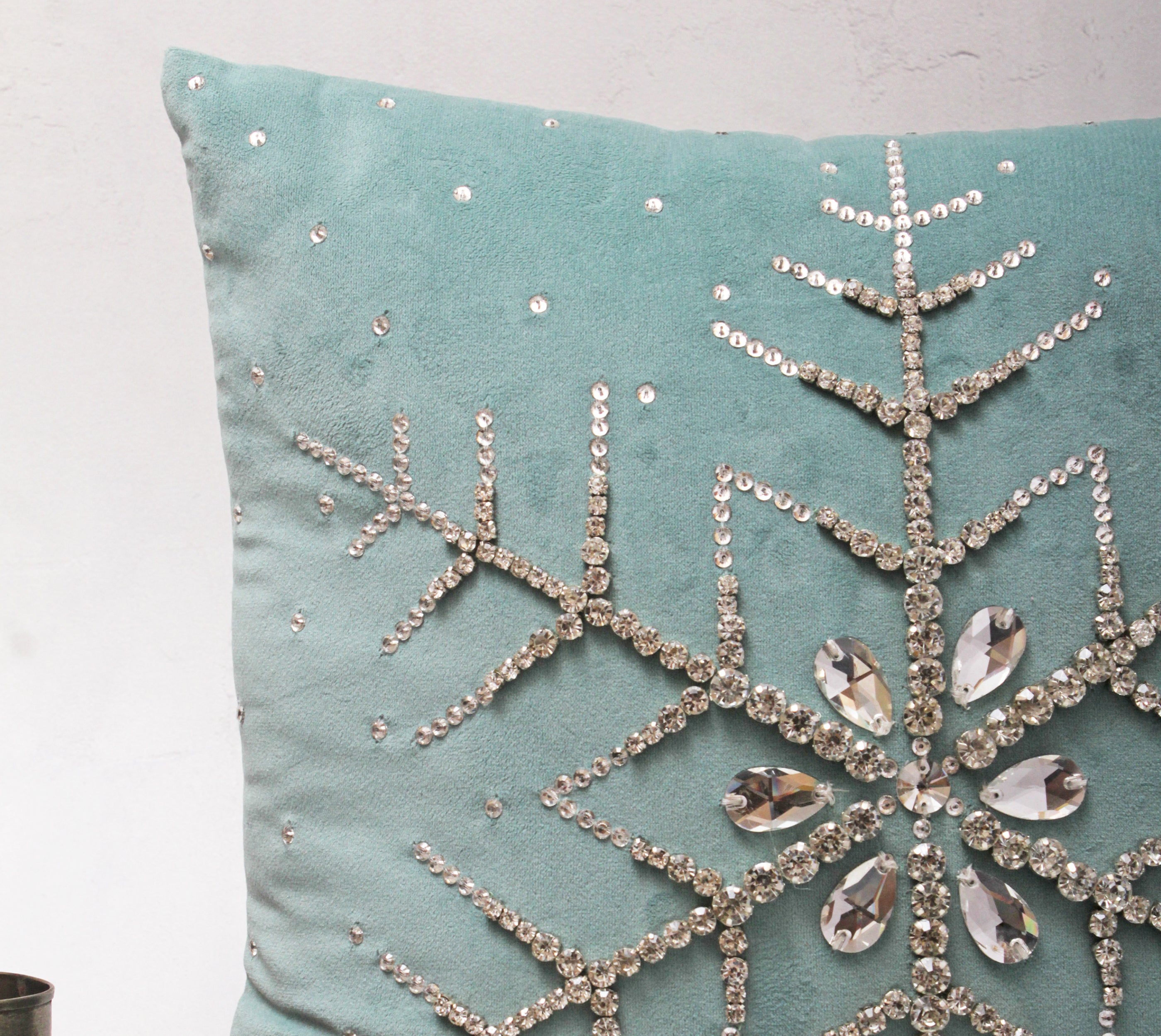 CHRISTMAS Light Teal Velvet Cushion Cover