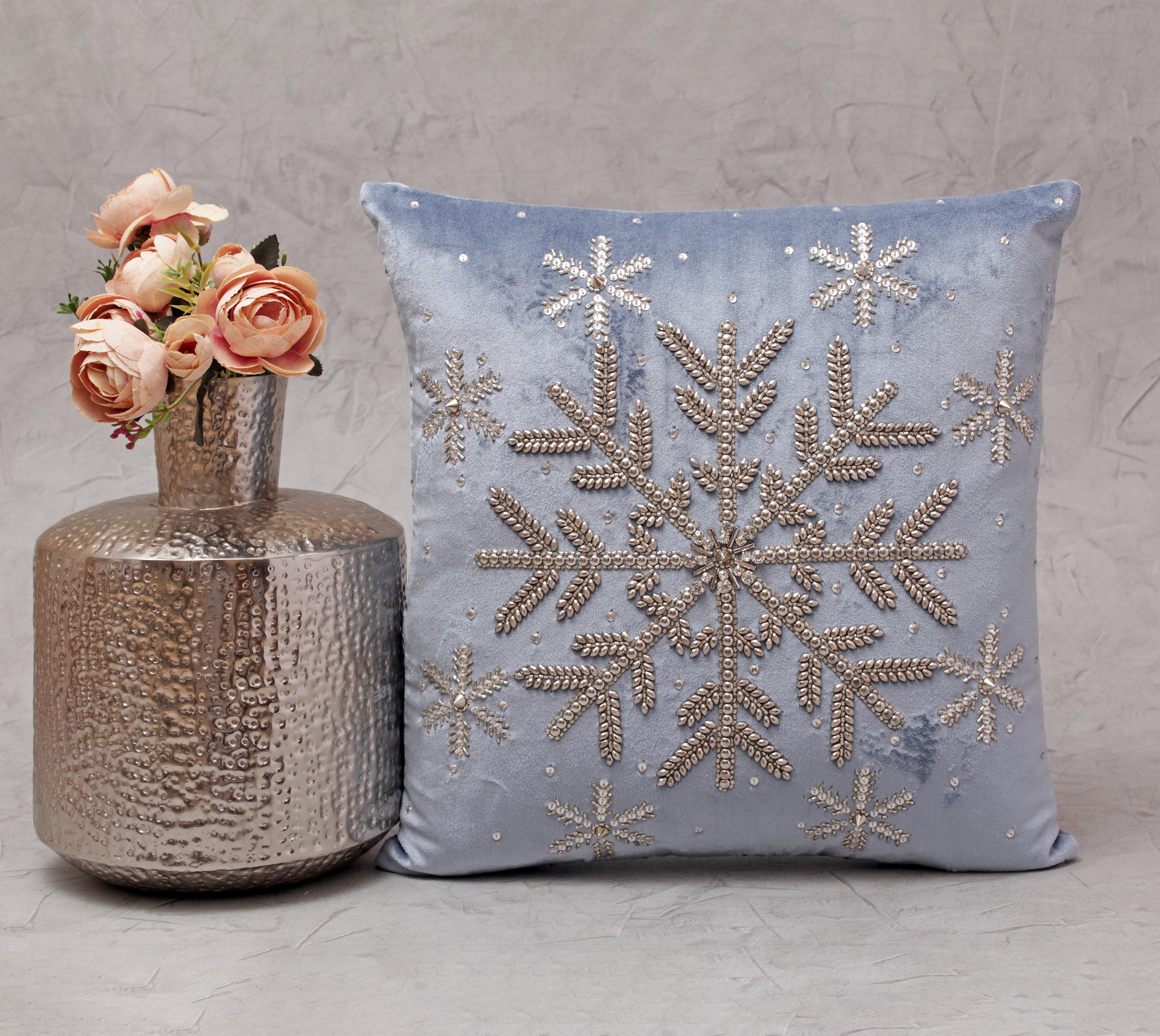 Blue Silver Cushion Cover