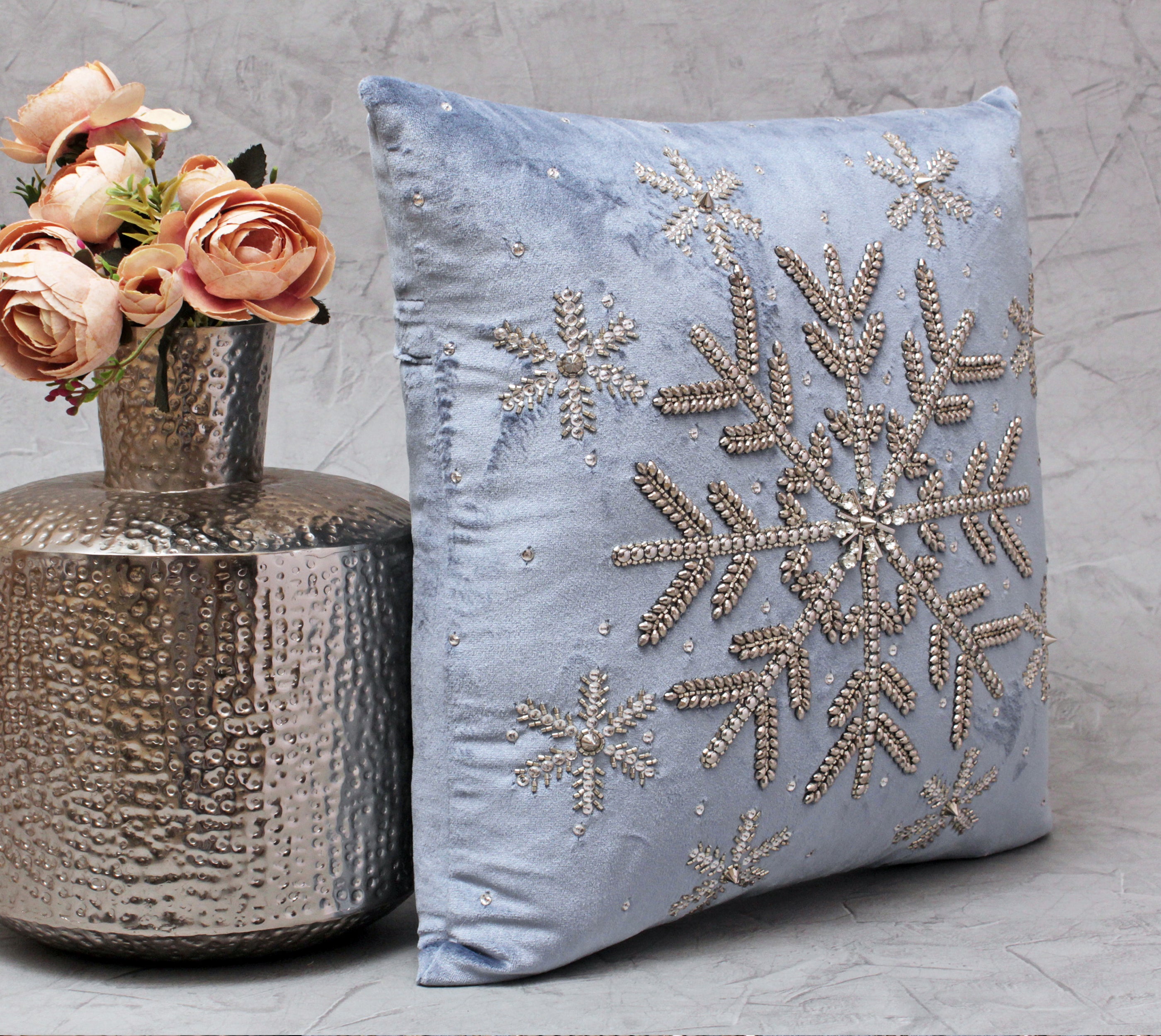 Blue Silver Cushion Cover