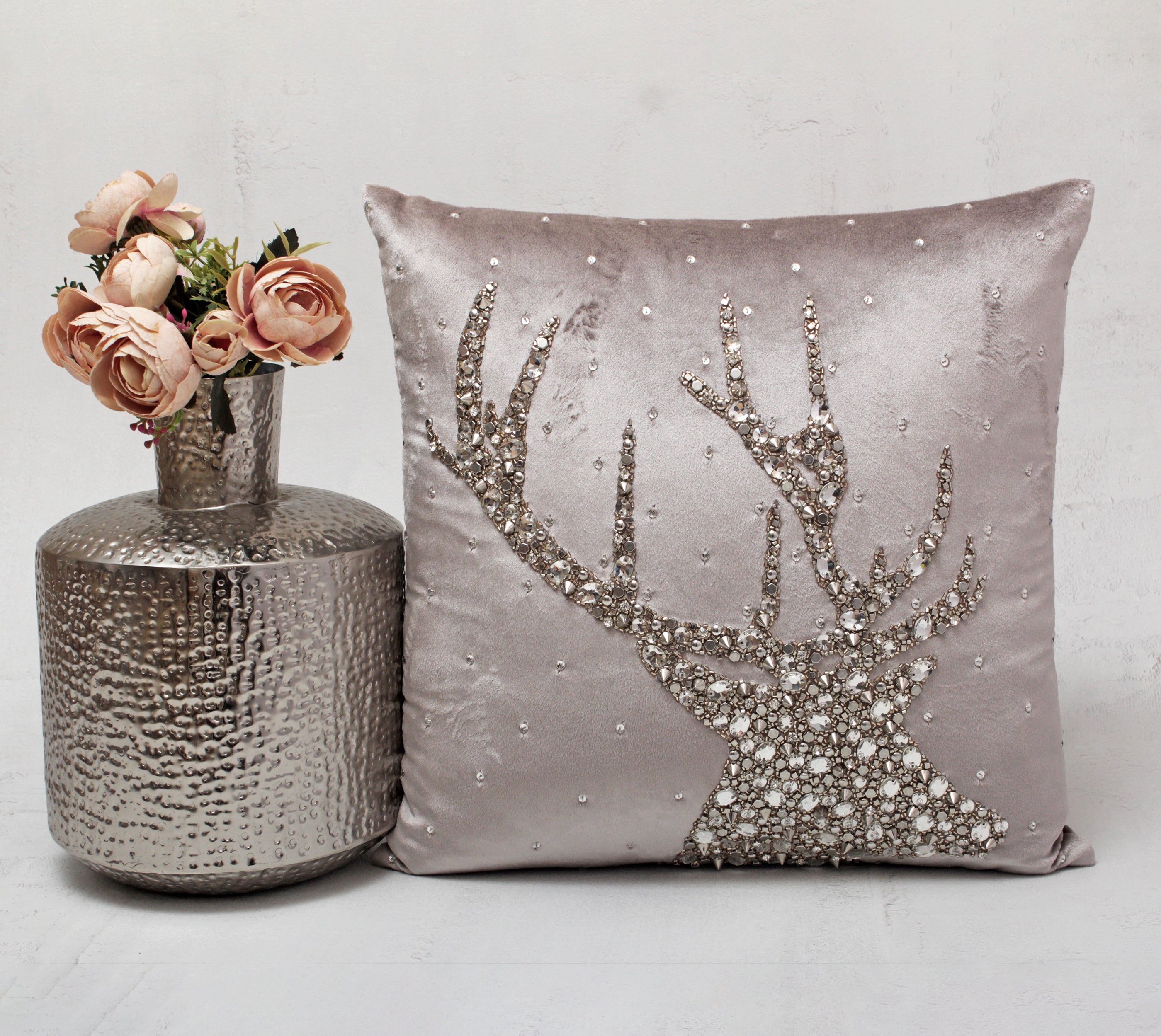 CHRISTMAS Silver Velvet Cushion Cover