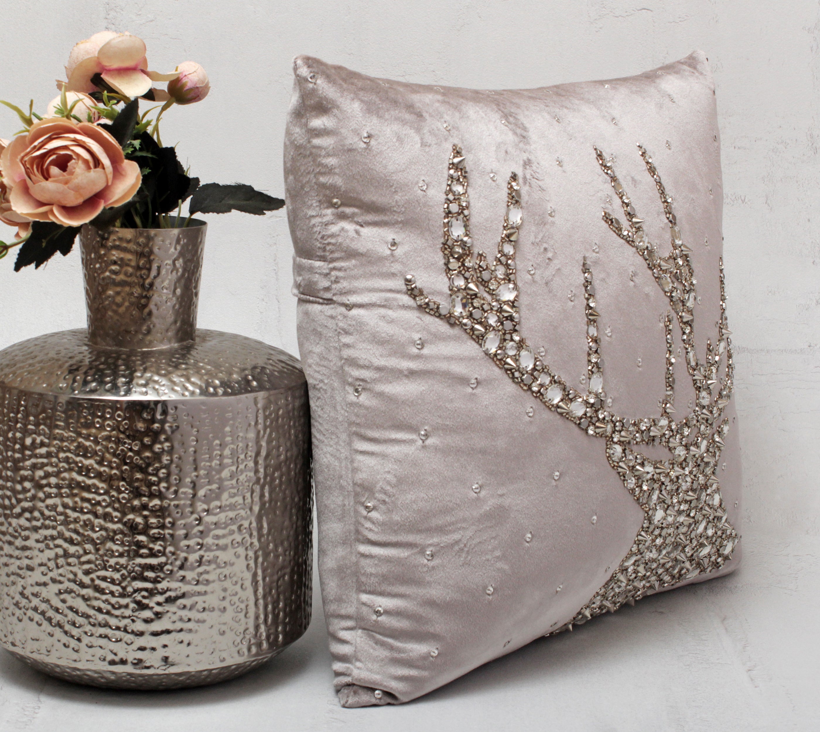 CHRISTMAS Silver Velvet Cushion Cover