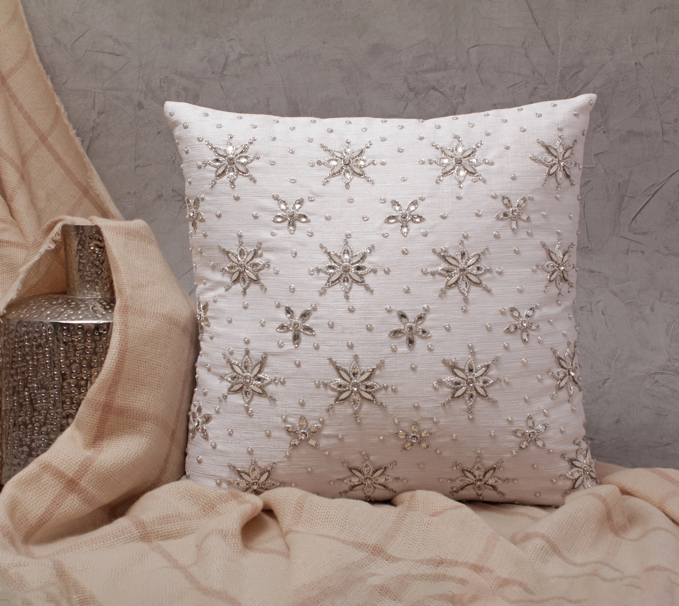 White and Silver Cushion Cover