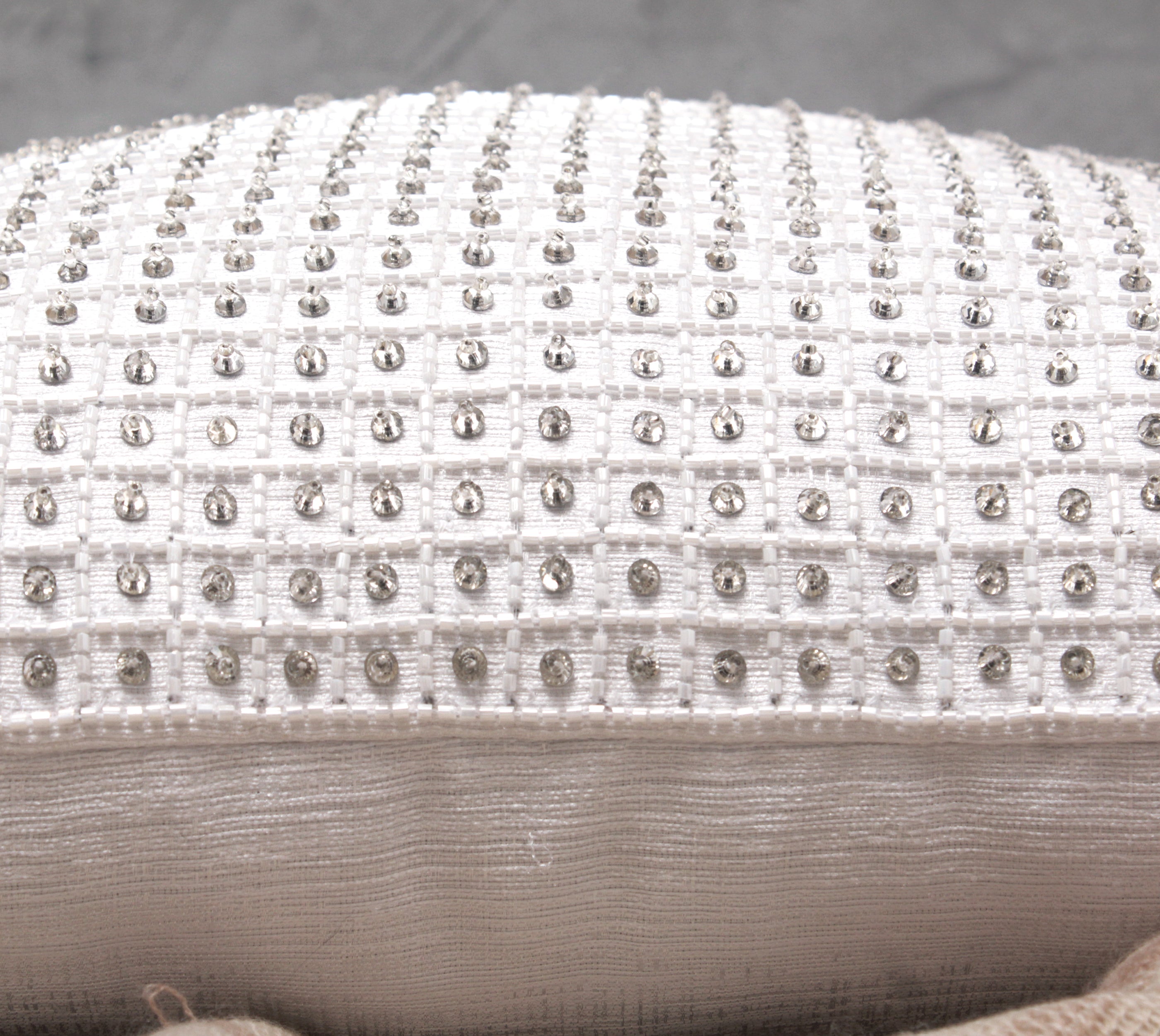 VICTORIAN White Beaded Cushion Cover