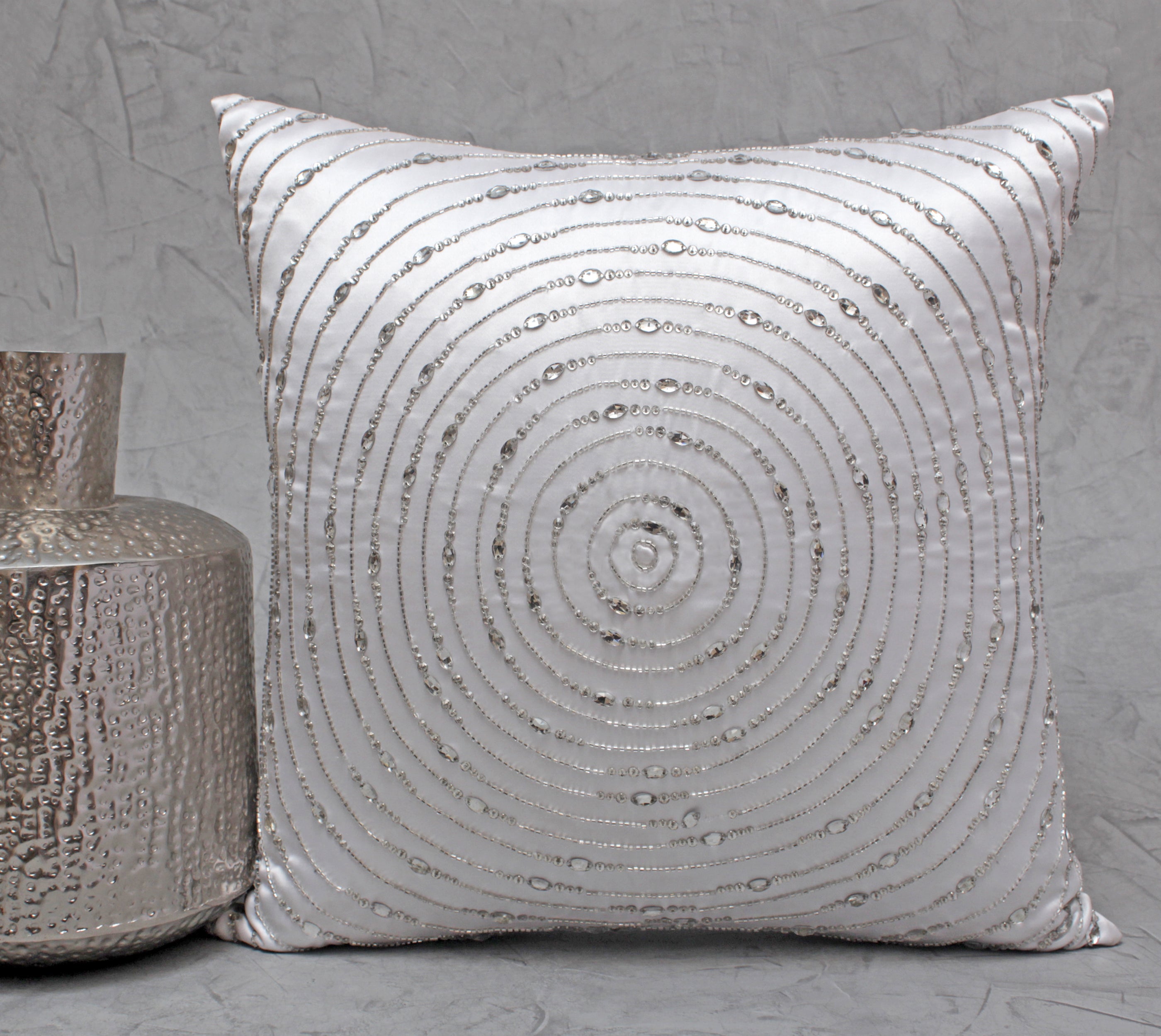 White and Silver Cushion Cover