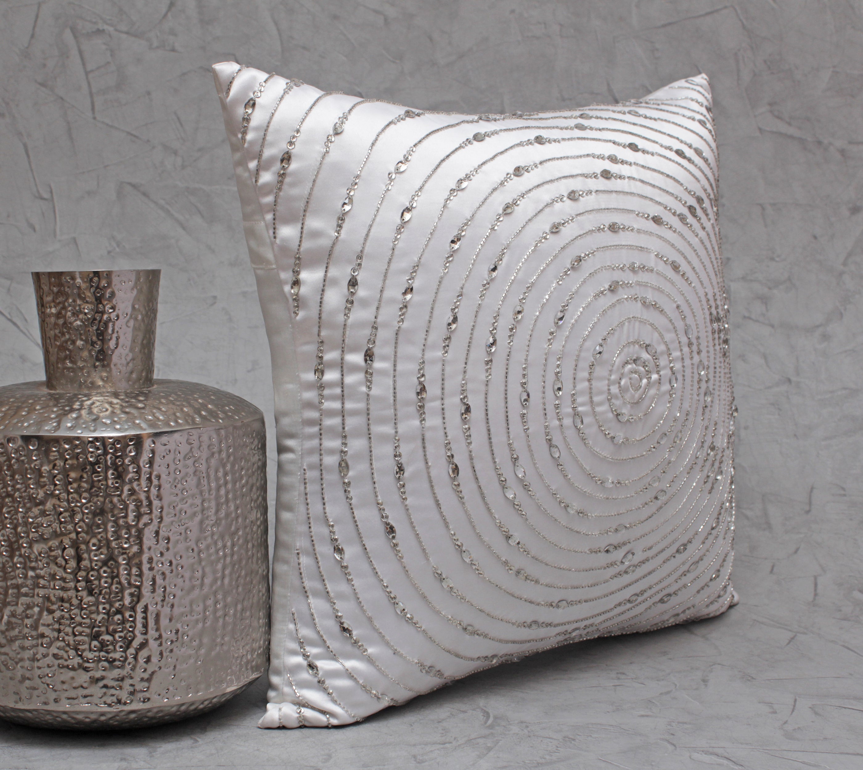 White and Silver Cushion Cover