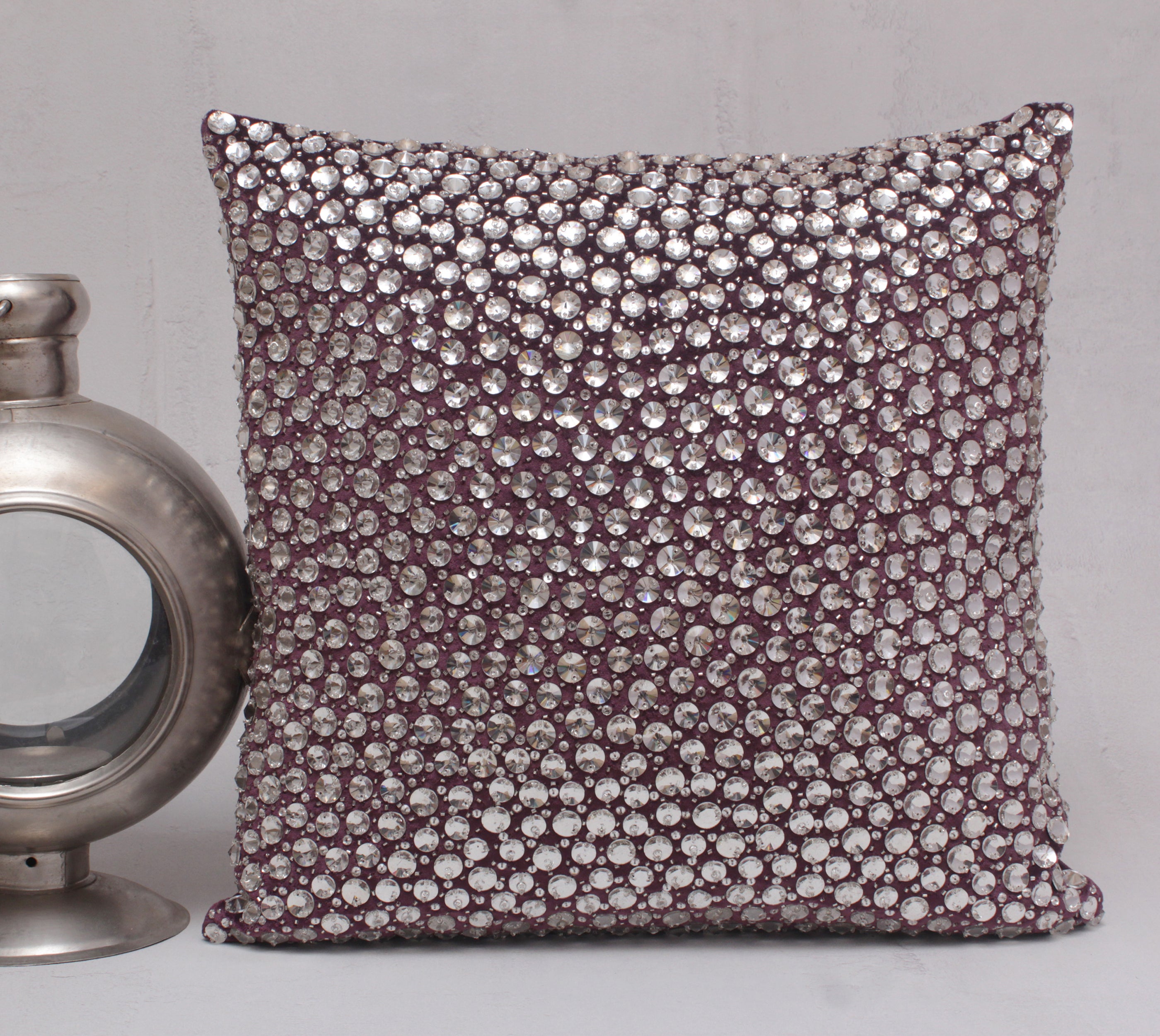 Purple and Silver Cushion Cover