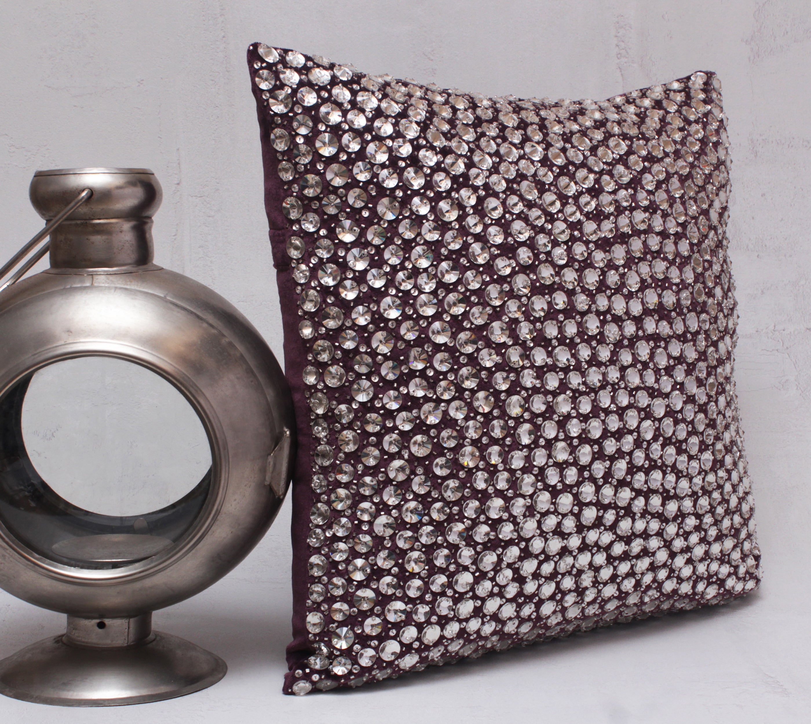 Purple and Silver Cushion Cover