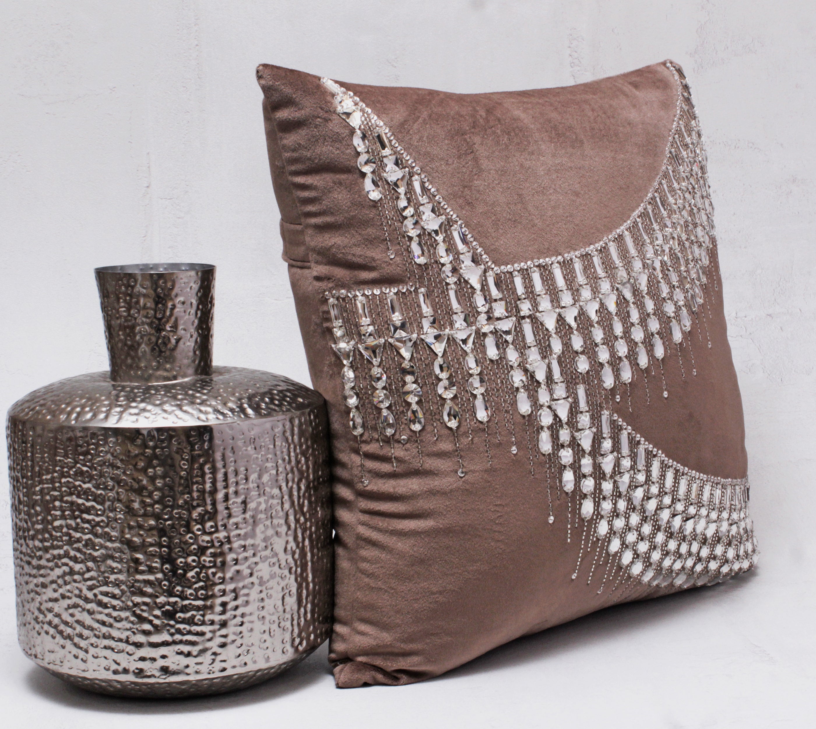 ALICE Taupe Bling Velvet Cushion Cover