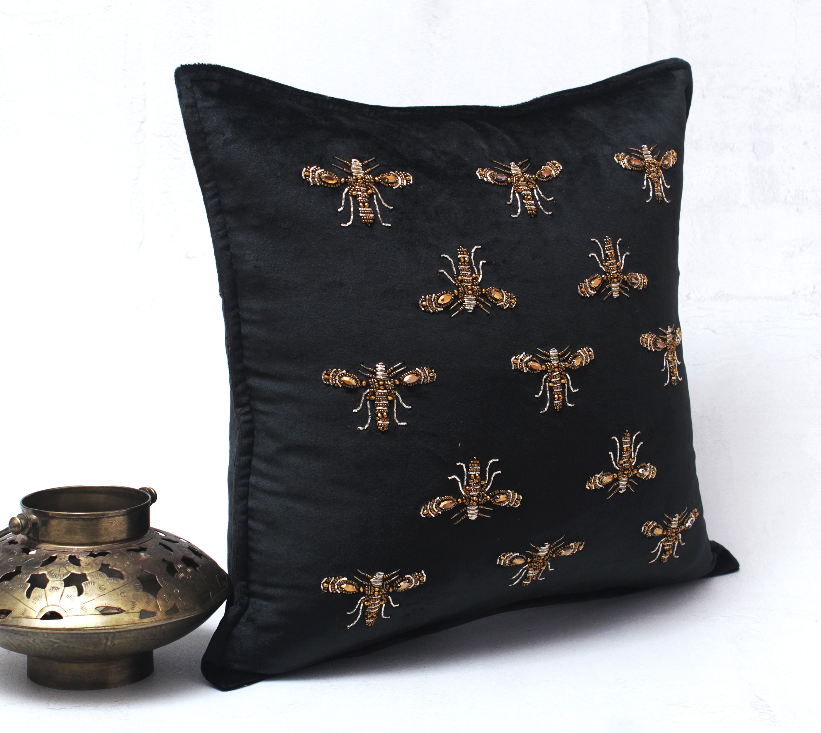 GRACE Black Velvet Cushion Cover