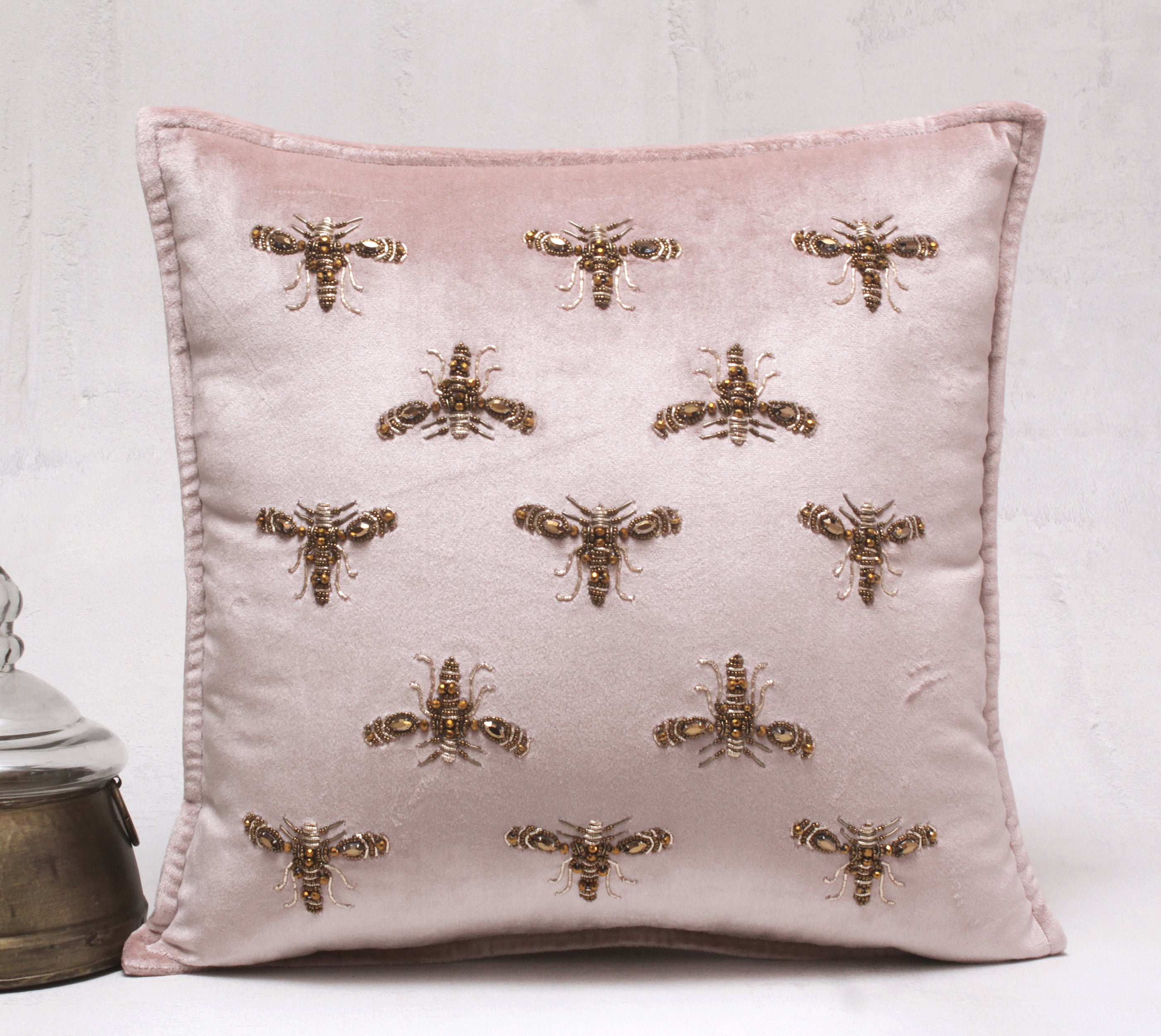 GRACE Pink Velvet Cushion Cover