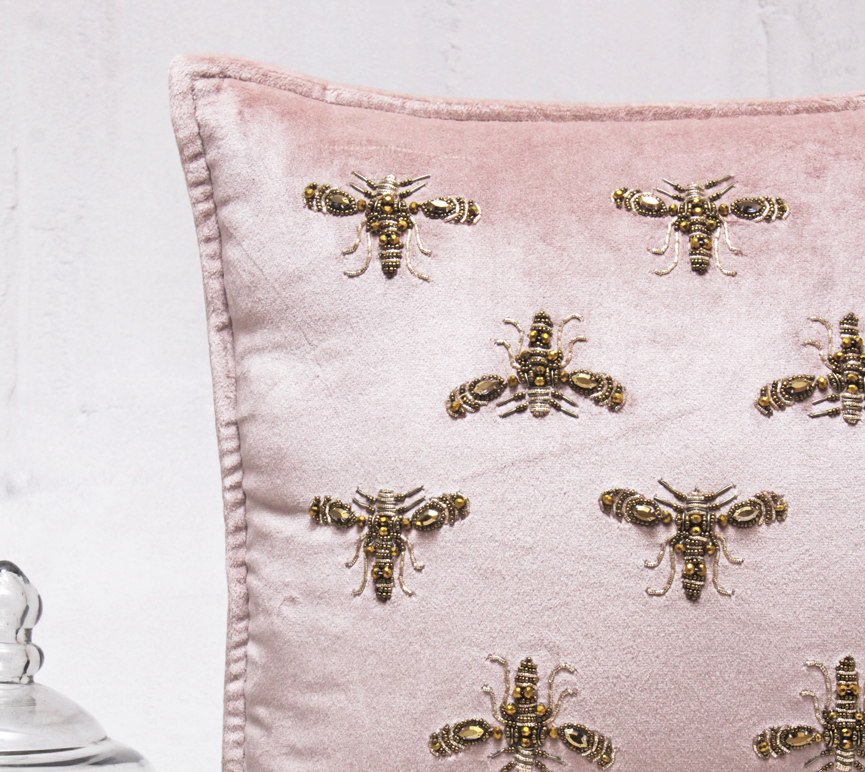 GRACE Pink Velvet Cushion Cover