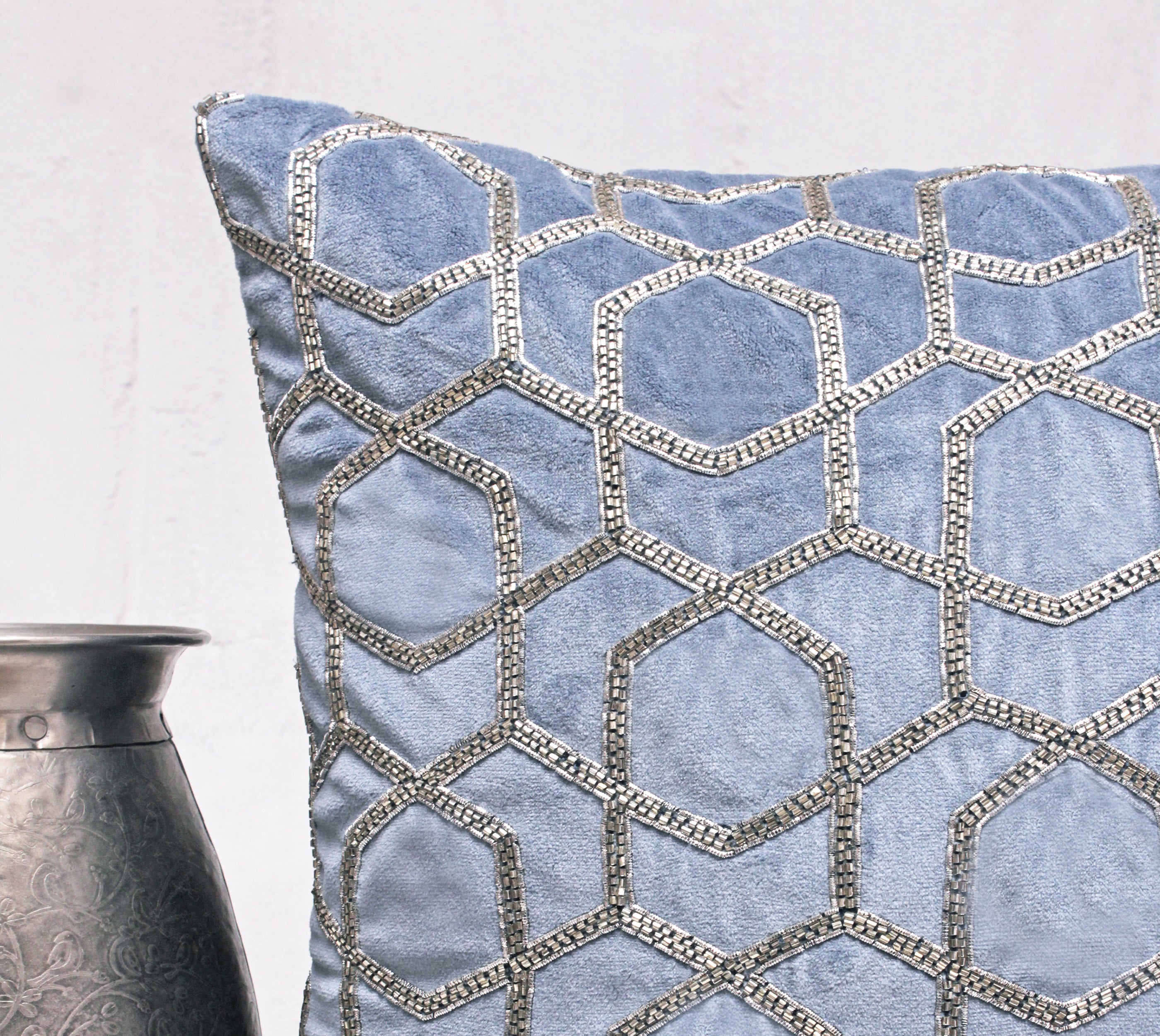 MIDAS Light Blue Velvet Cushion Cover