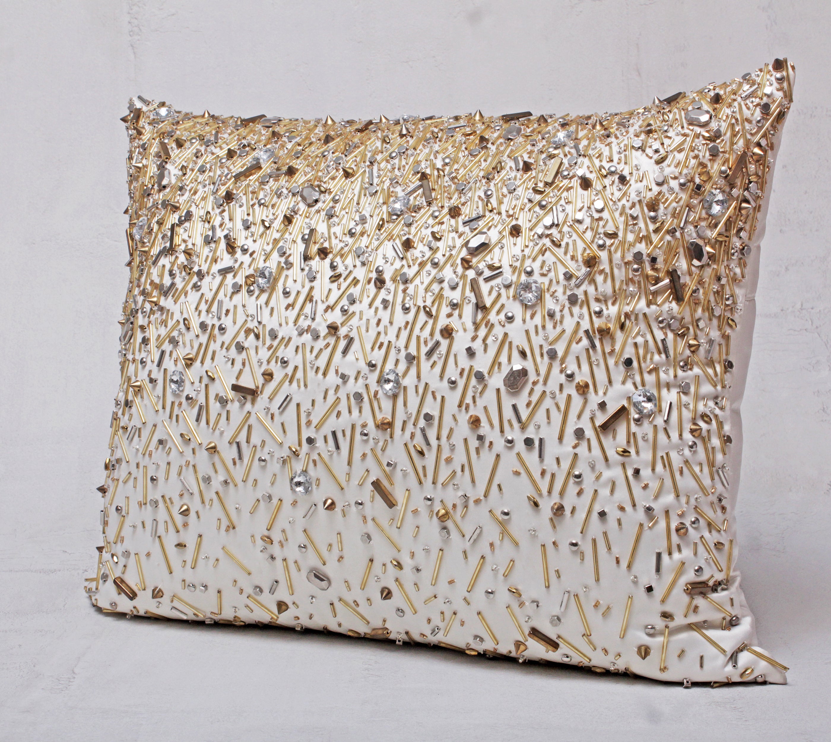 White Gold and Silver Cushion Cover