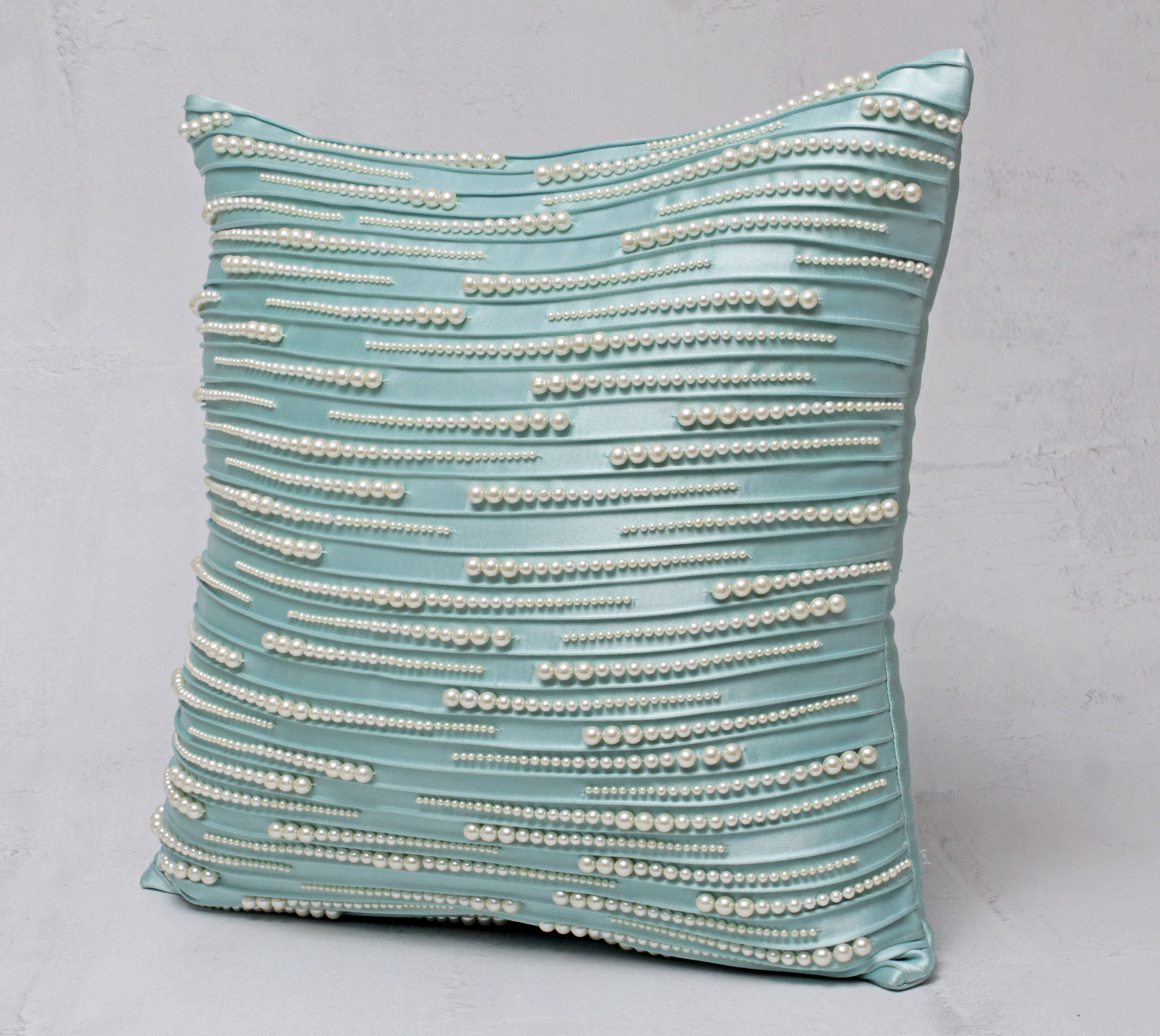 Light Blue and White Pearl Cushion Cover