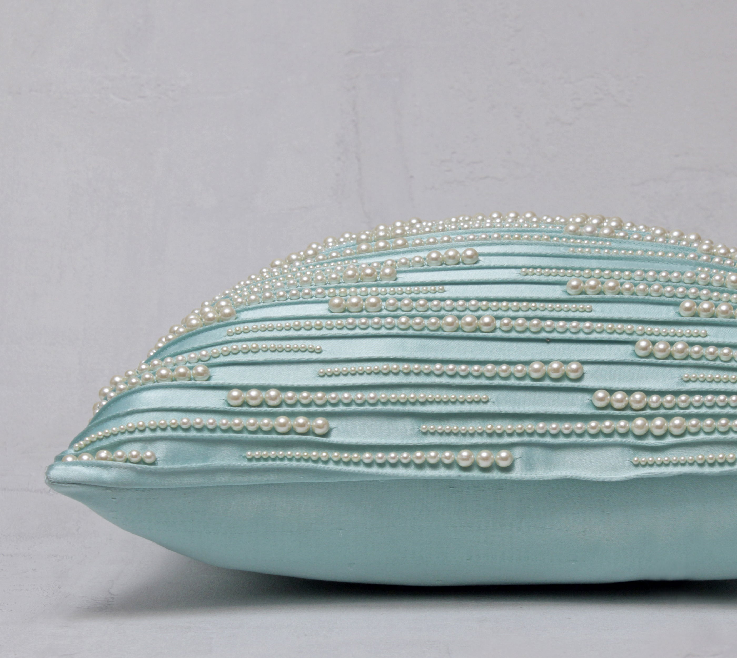 Light Blue and White Pearl Cushion Cover