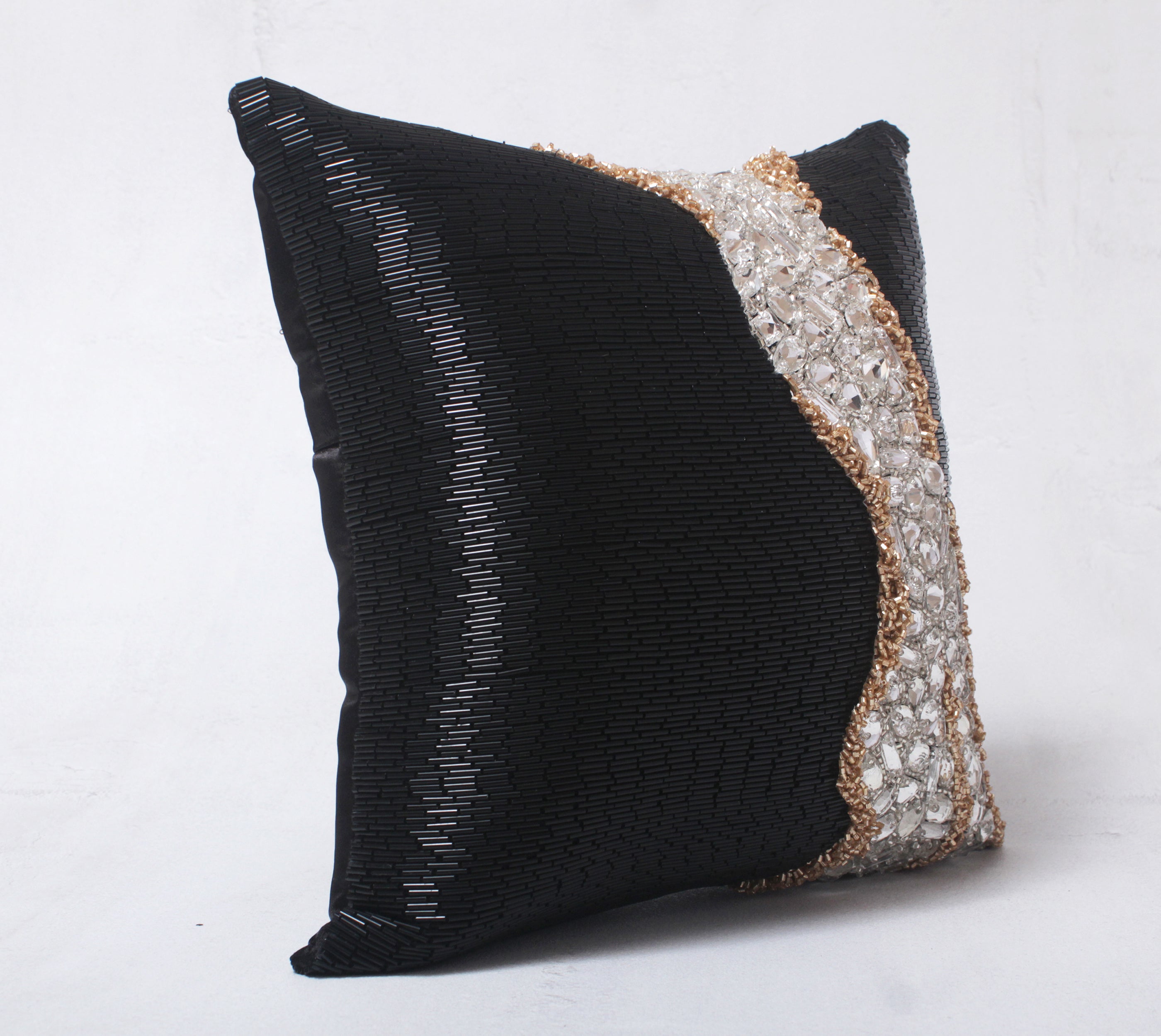 JULES Dark Grey Gold and Silver Cushion Cover