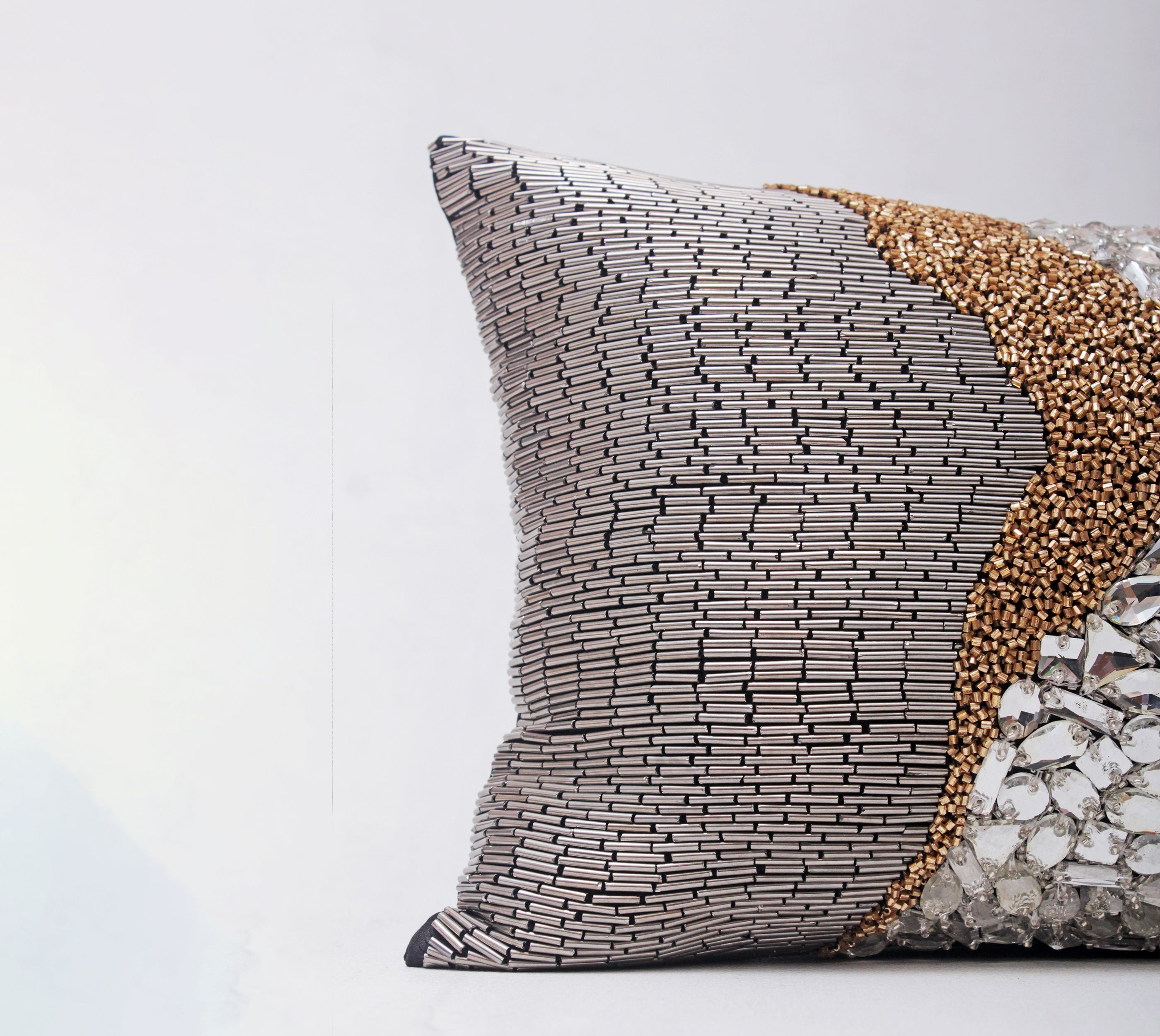 JULES Grey Beaded Cushion Cover