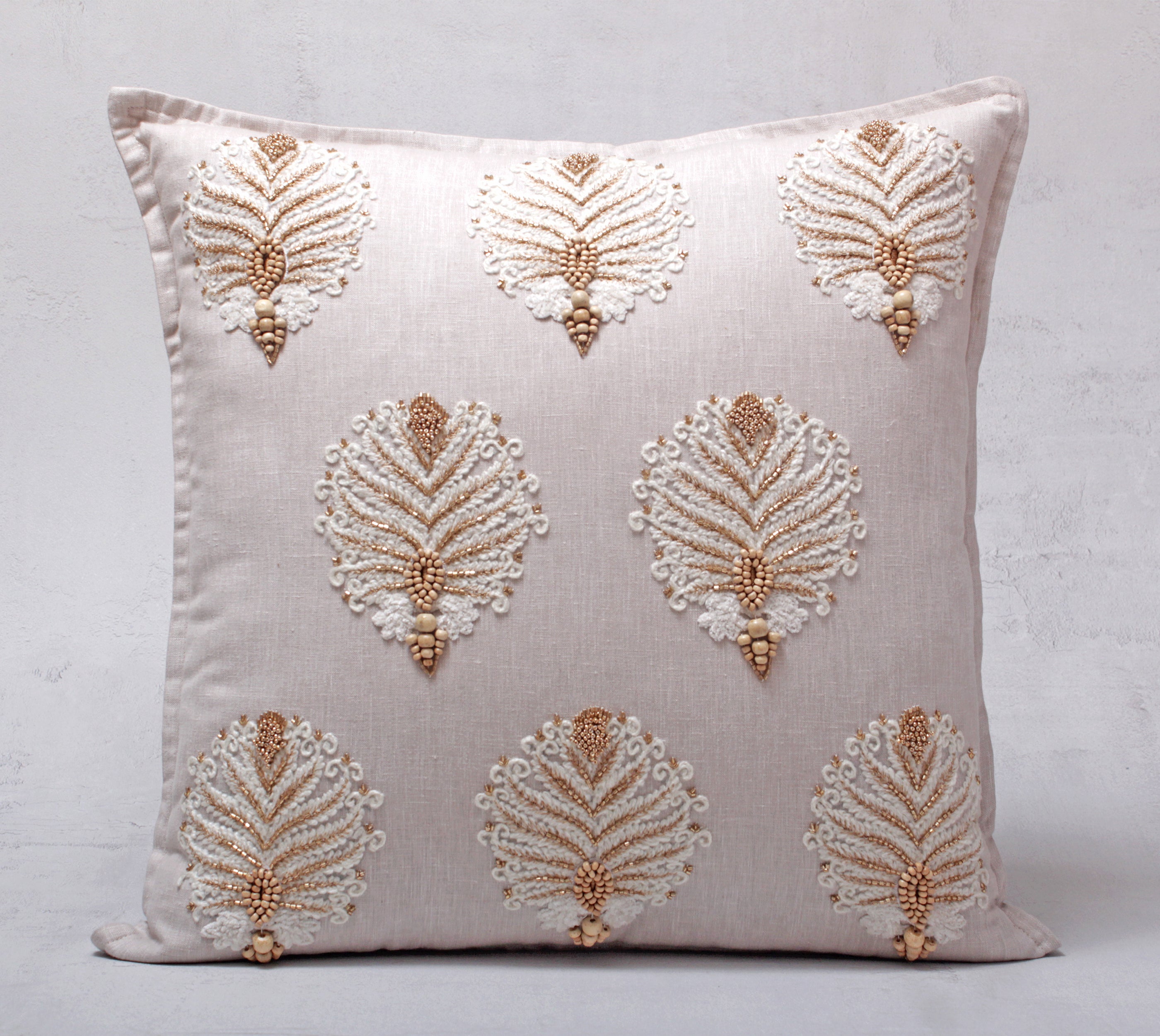 ISABELLA Beige Linen Cushion Cover