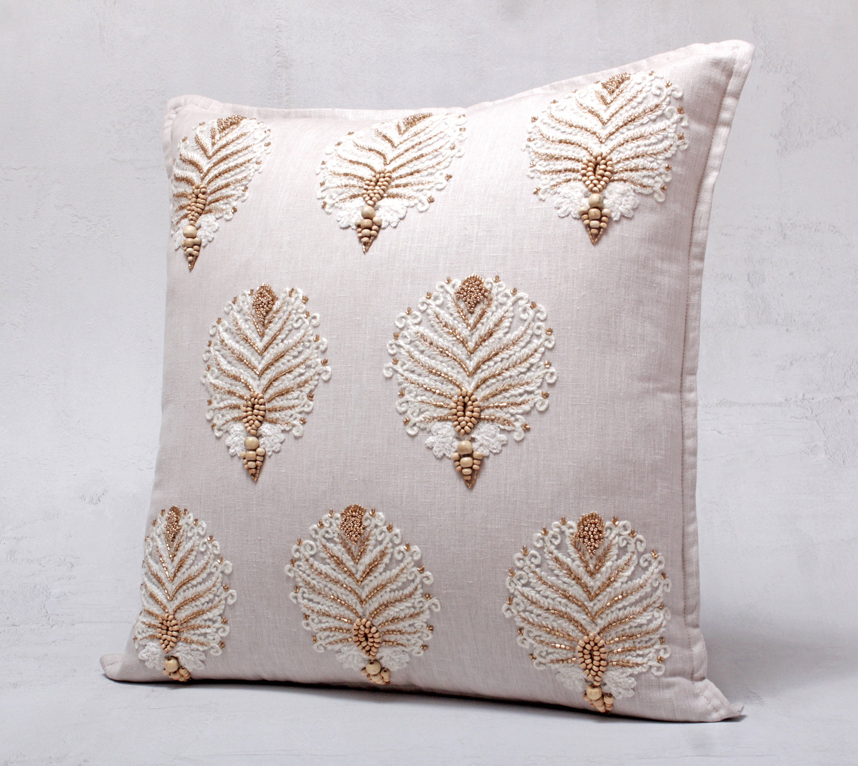 ISABELLA Beige Linen Cushion Cover