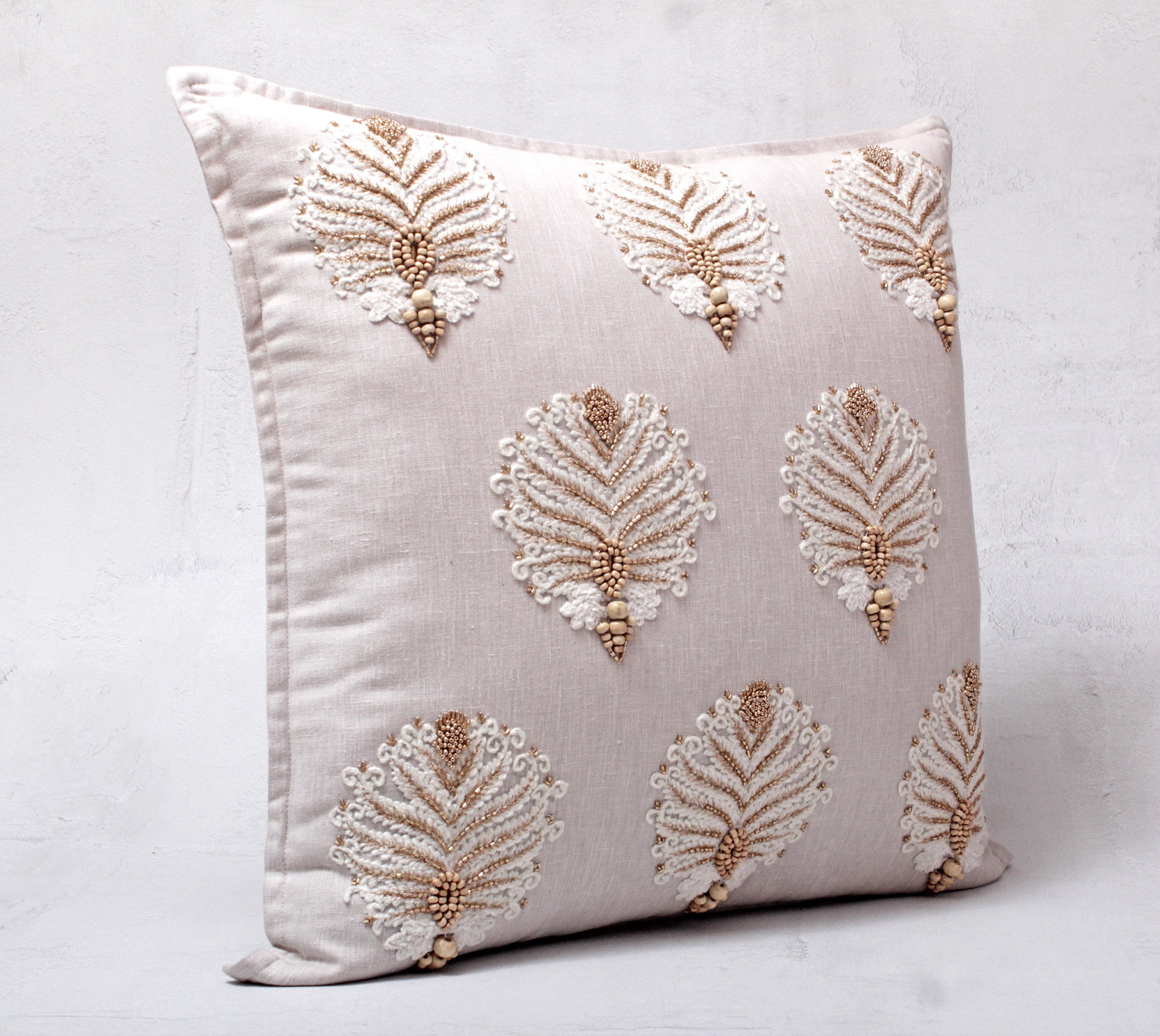 ISABELLA Beige Linen Cushion Cover