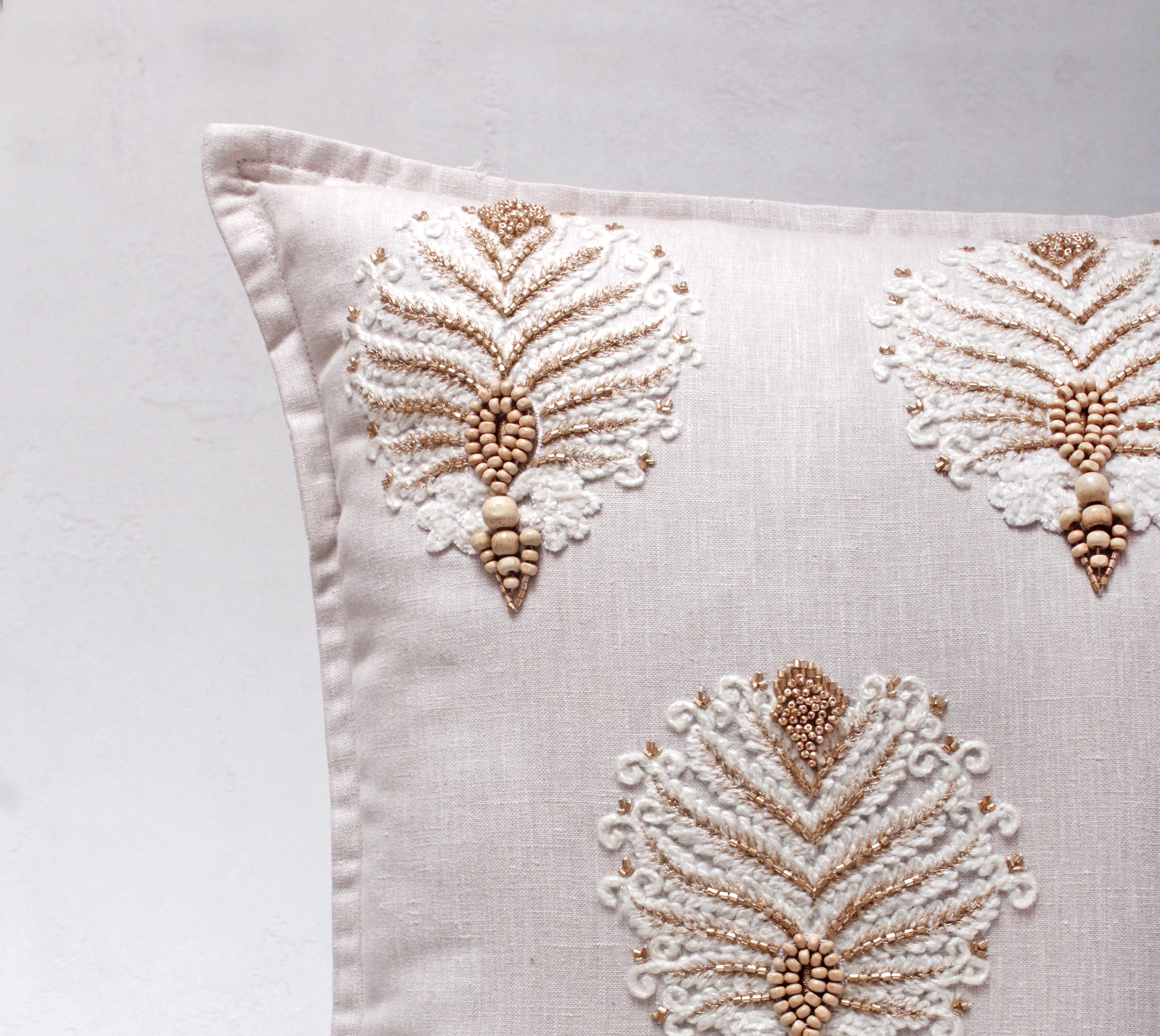 ISABELLA Beige Linen Cushion Cover